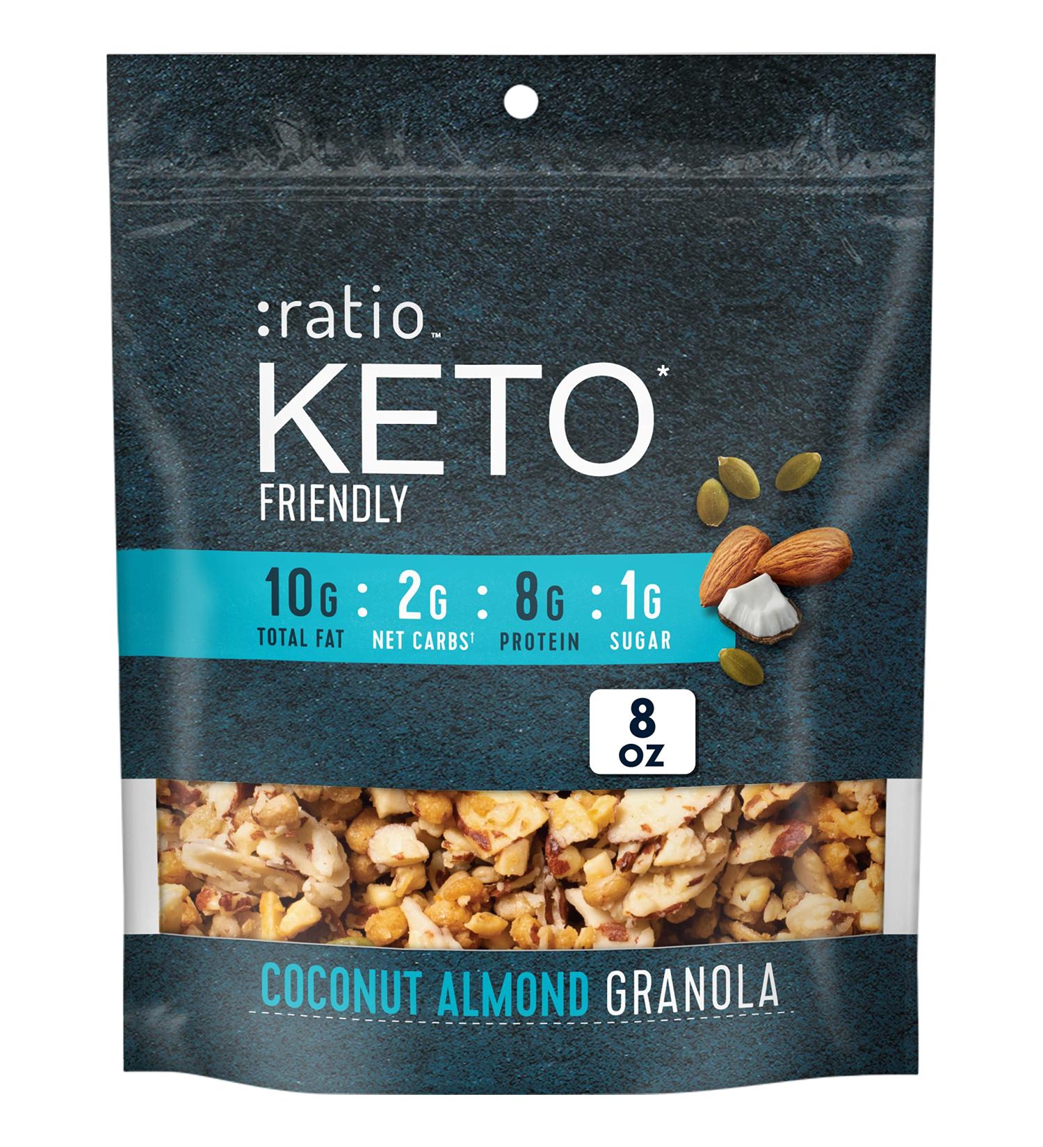 Ratio Keto Friendly Coconut Almond Granola 8 oz - Pack of 5 | Low Carb, High Protein Snack - Buy Online on GoSupps.com