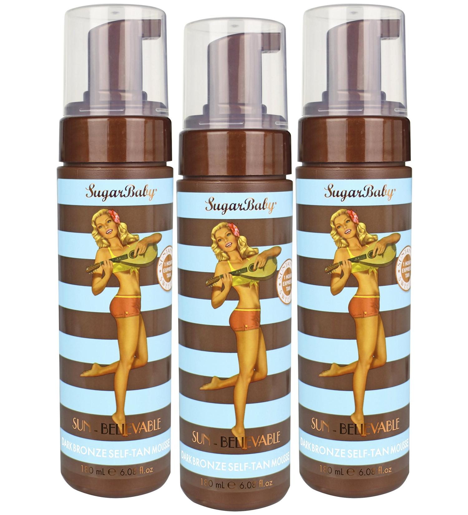 SugarBaby Sun Believable Dark Bronze Self Tanner Mousse 6.08 Fl. Oz (Tri-Pack) - Get a Sun-Kissed Glow - Buy Online on GoSupps.com