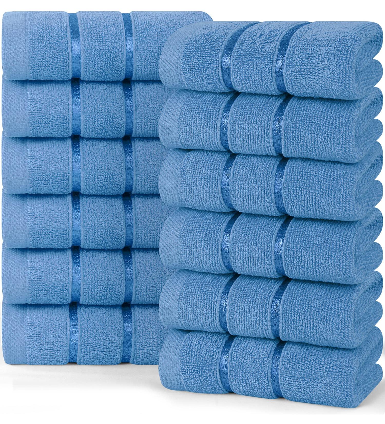 Utopia Towels 12-Pack Viscos Luxury Wash Cloths Set - 100% Cotton, Highly Absorbent & Soft - Essential for Bathroom, Gym, Spa - Electric Blue (12x12 Inches) - Buy Online on GoSupps.com