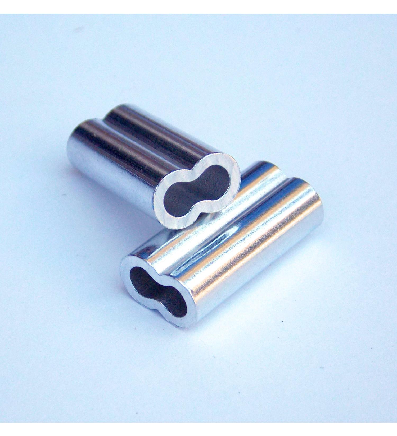 Aluminum Double Barrel Crimp Sleeves 2.3mm x 18mm - 100 Pieces