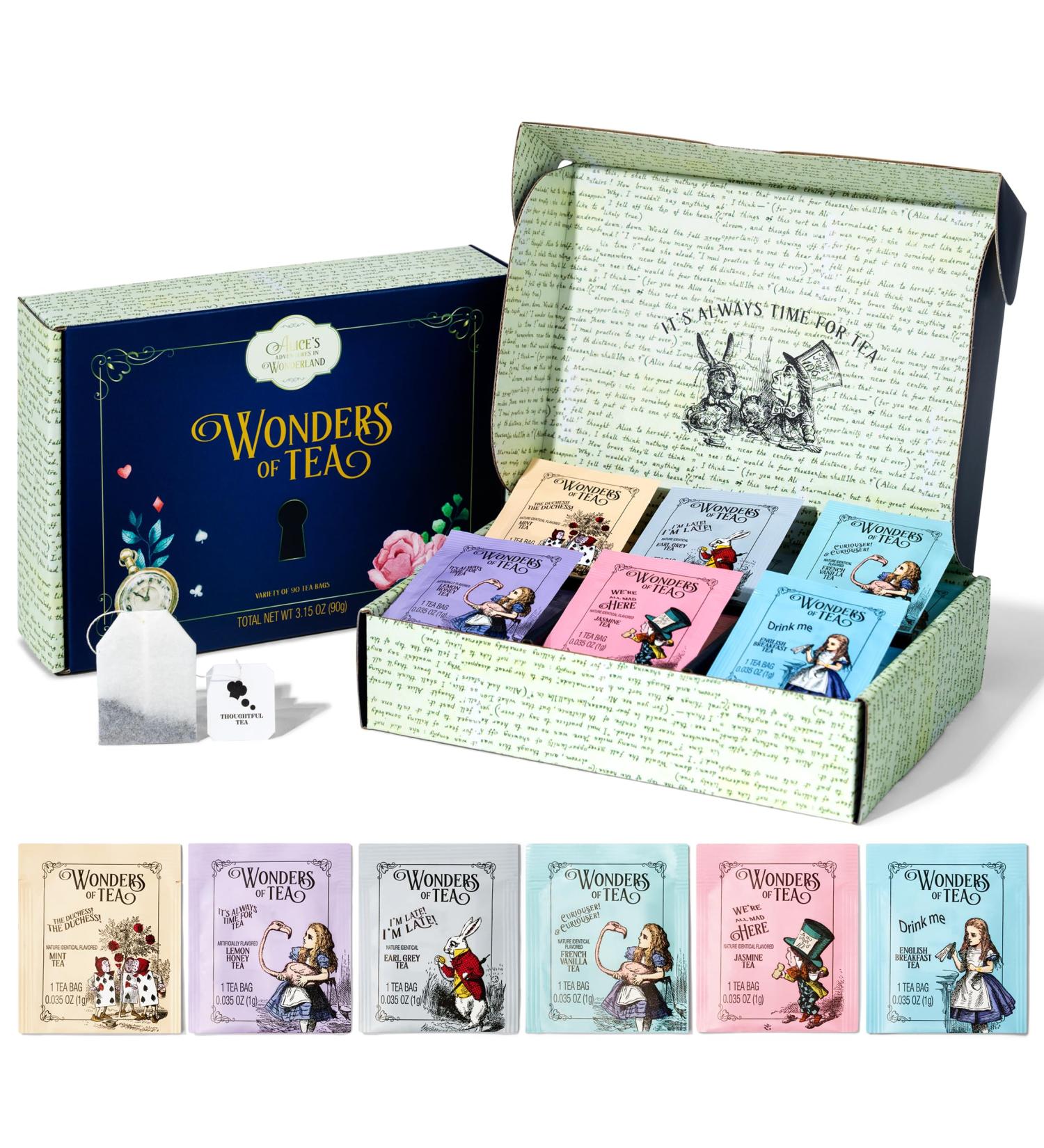 Thoughtfully Coffret cadeau de th s Alice au pays des merveilles 6 saveurs lot de 90 - Buy Online on GoSupps.com