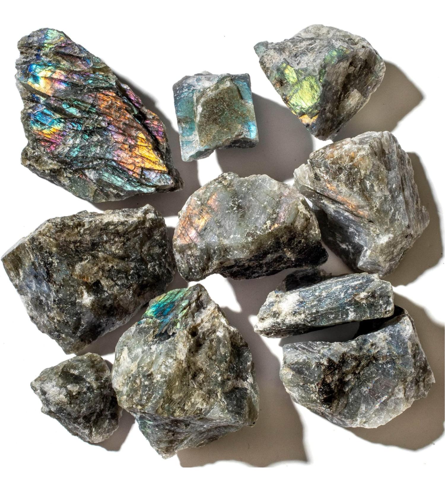 AAA Grade Rough Labradorite 10 Stone Bulk Bundle - Healing & Calming Energy for Rock Tumbling - Family Owned - Buy Online on GoSupps.com
