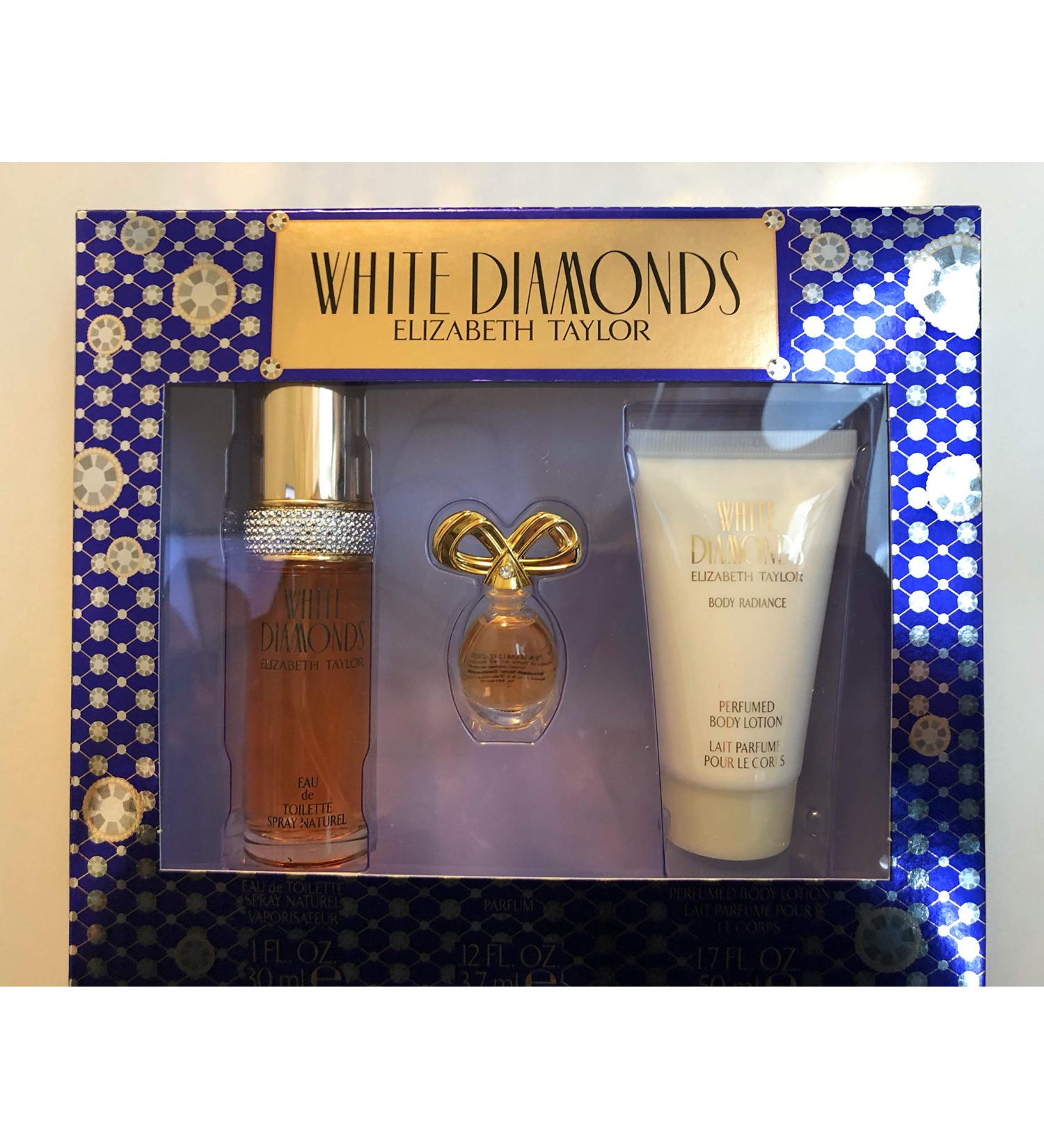 Elizabeth Taylor White Diamonds Ladies Gift Set With Spray Body Lotion & Body Wash