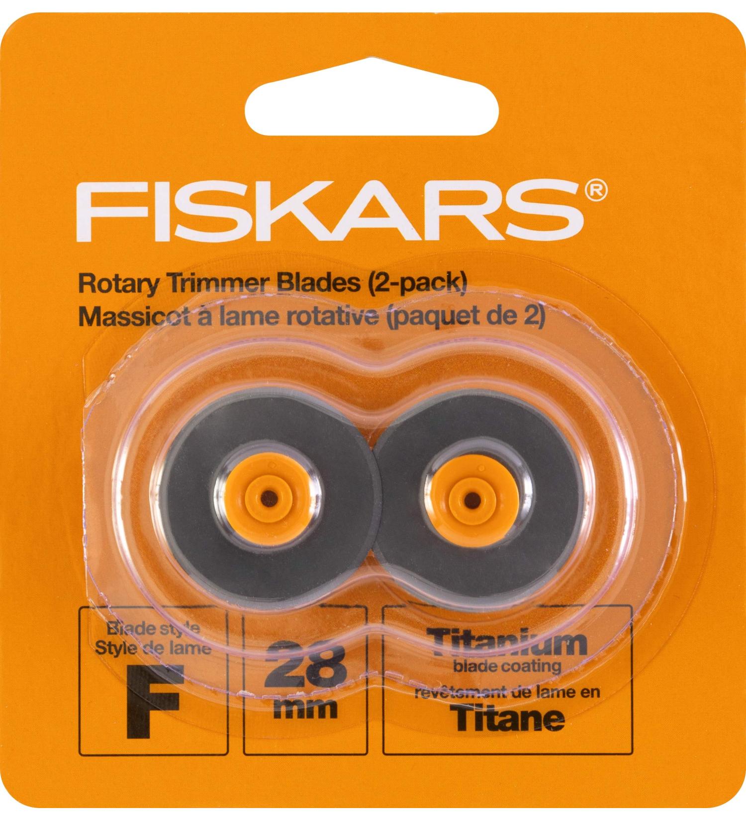 Fiskars 157390-1001 Titanium Rotary Replacement Blades, 28mm, 2 Pack,Silver/Orange