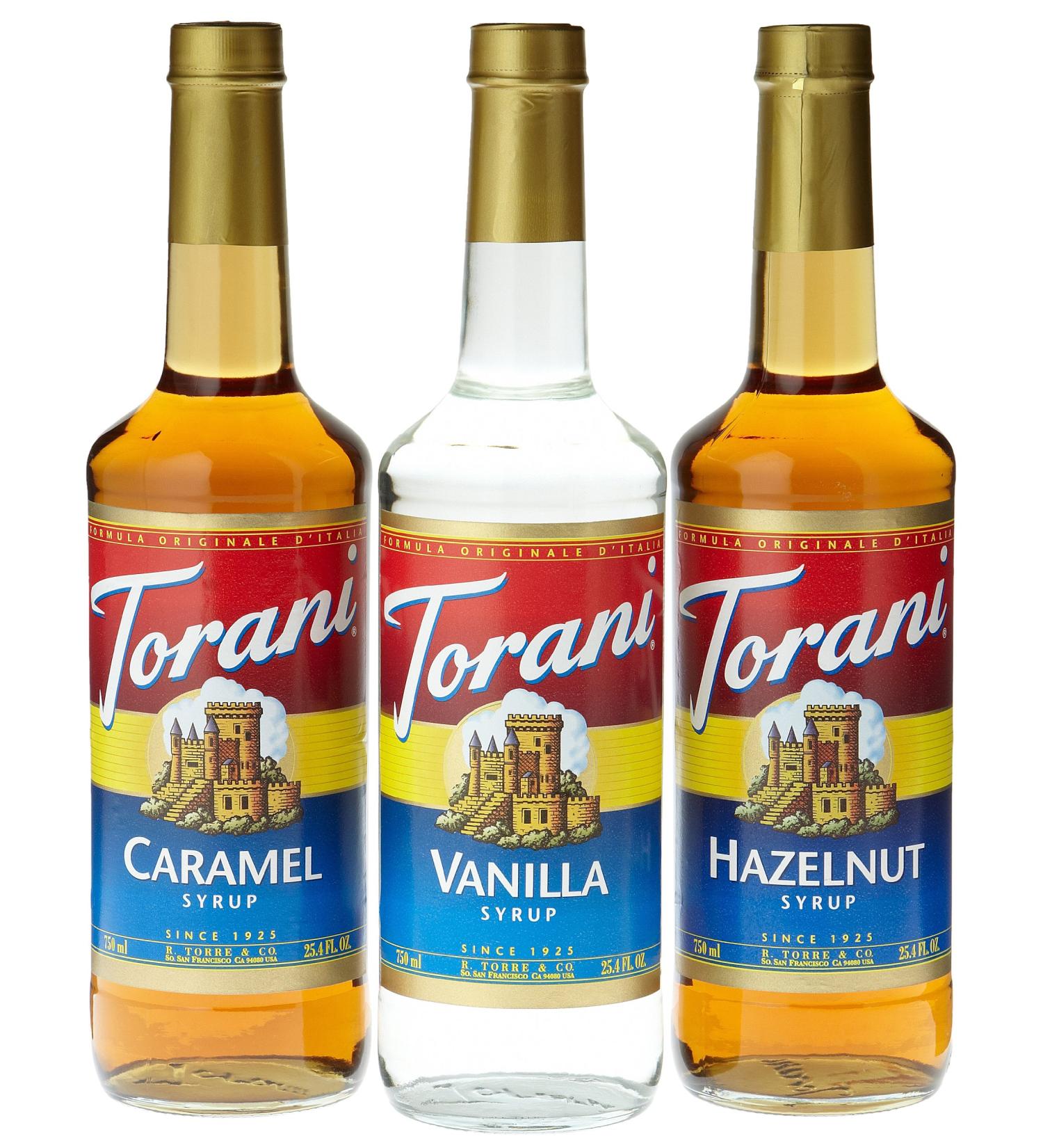 Torani Coffee Syrup Variety Pack - Vanilla, Caramel, Hazelnut, 3-Count, 25.4-Ounce Bottles (Pack of 3)