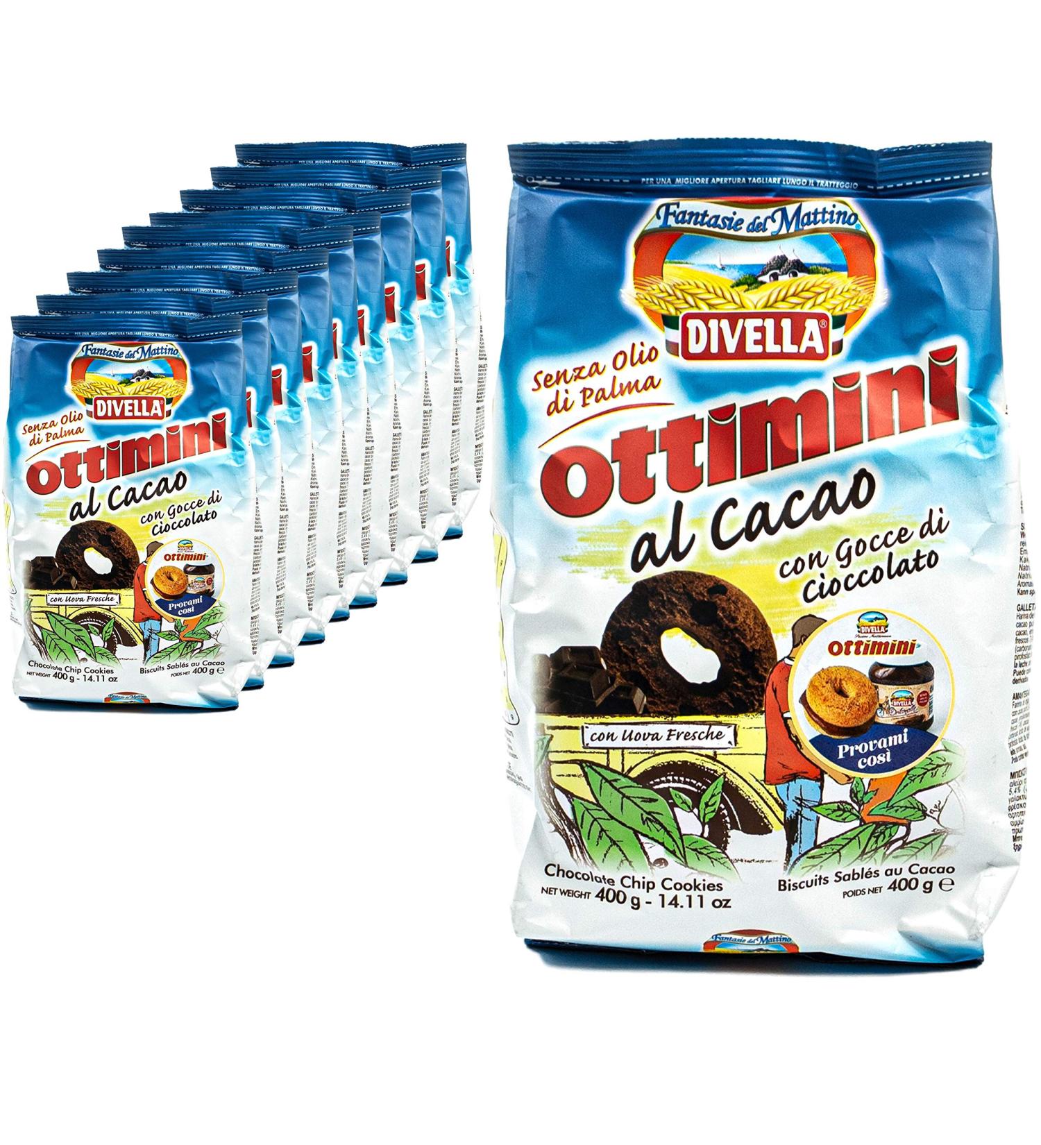  Divella Divella - Pack of 10 Ottimini Biscotti al Cacao biscuits in a 400g pack - Chip Cookies Butter Biscuits with refined traditional Italian cocoa (sweets from Italy) - Buy Online on GoSupps.com
