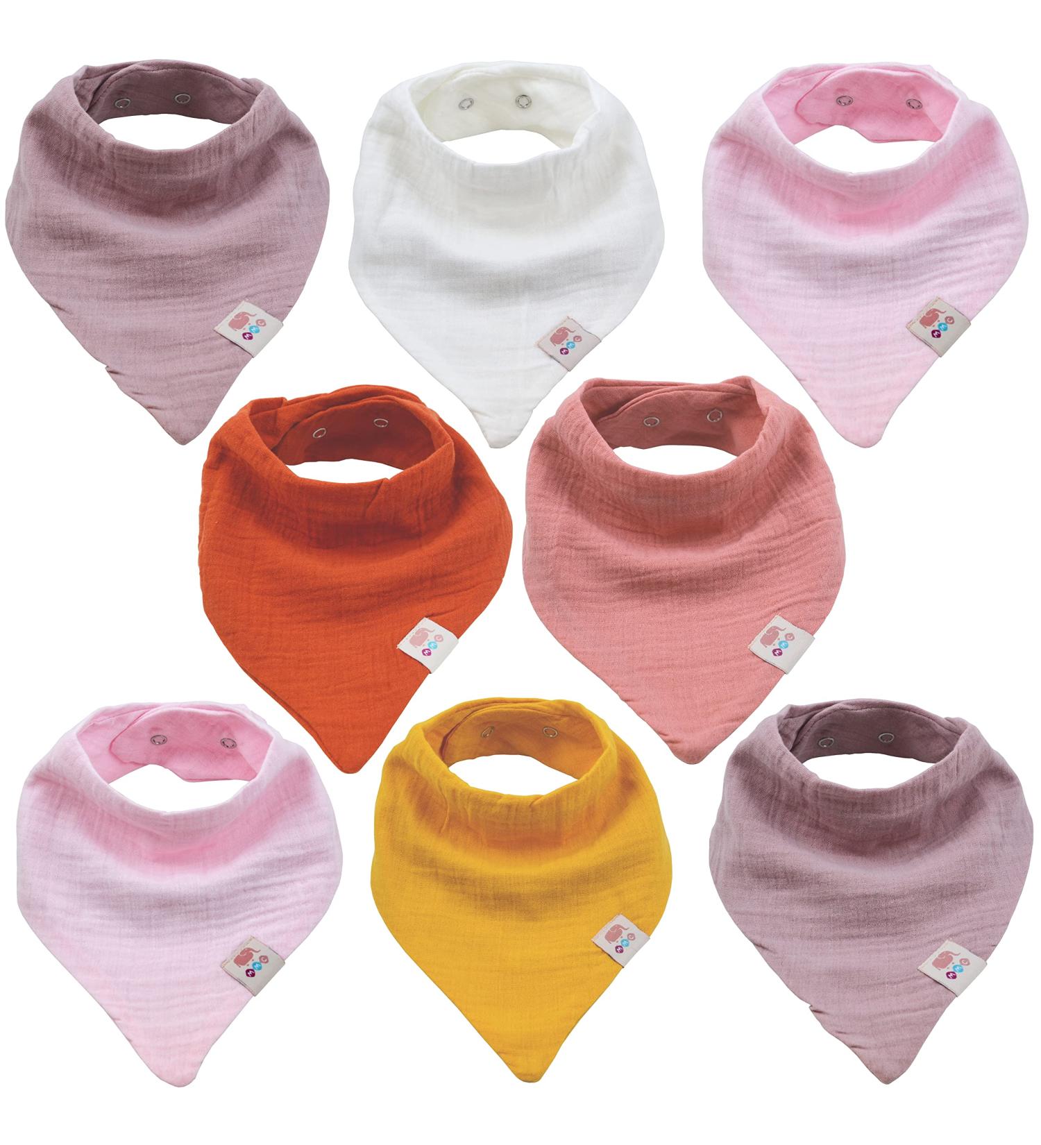 M.M.C. Baby 8-Piece Muslin Triangular Bib Set - Unisex Cotton Adjustable Spitting Towels for Toddler Boys & Girls - Buy Online on GoSupps.com