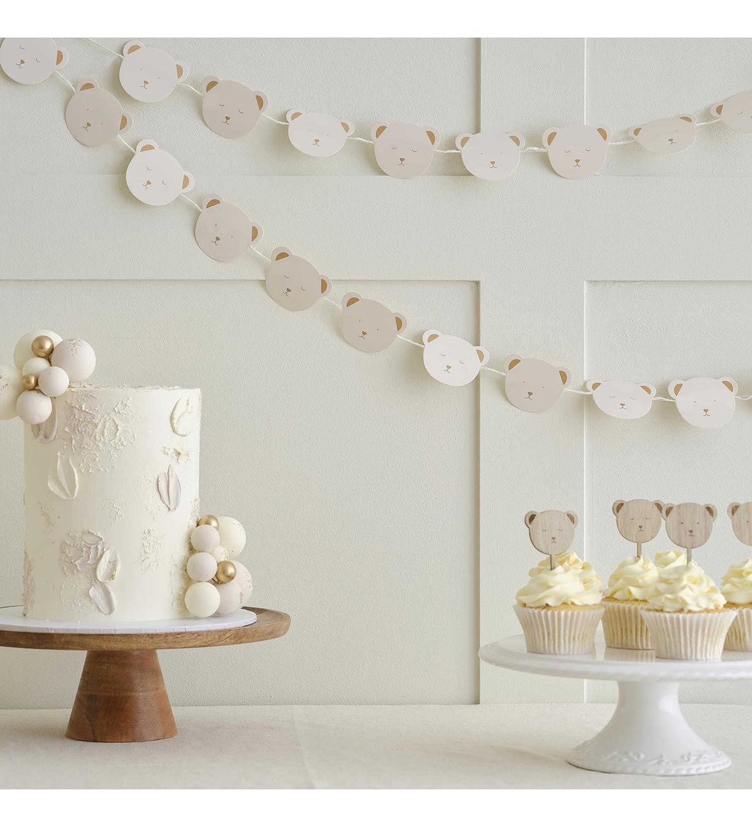 Ginger Ray Teddy Bear Bunting - Baby Shower Garland Decoration 3m Neutral One Size | International Shipping - Buy Online on GoSupps.com