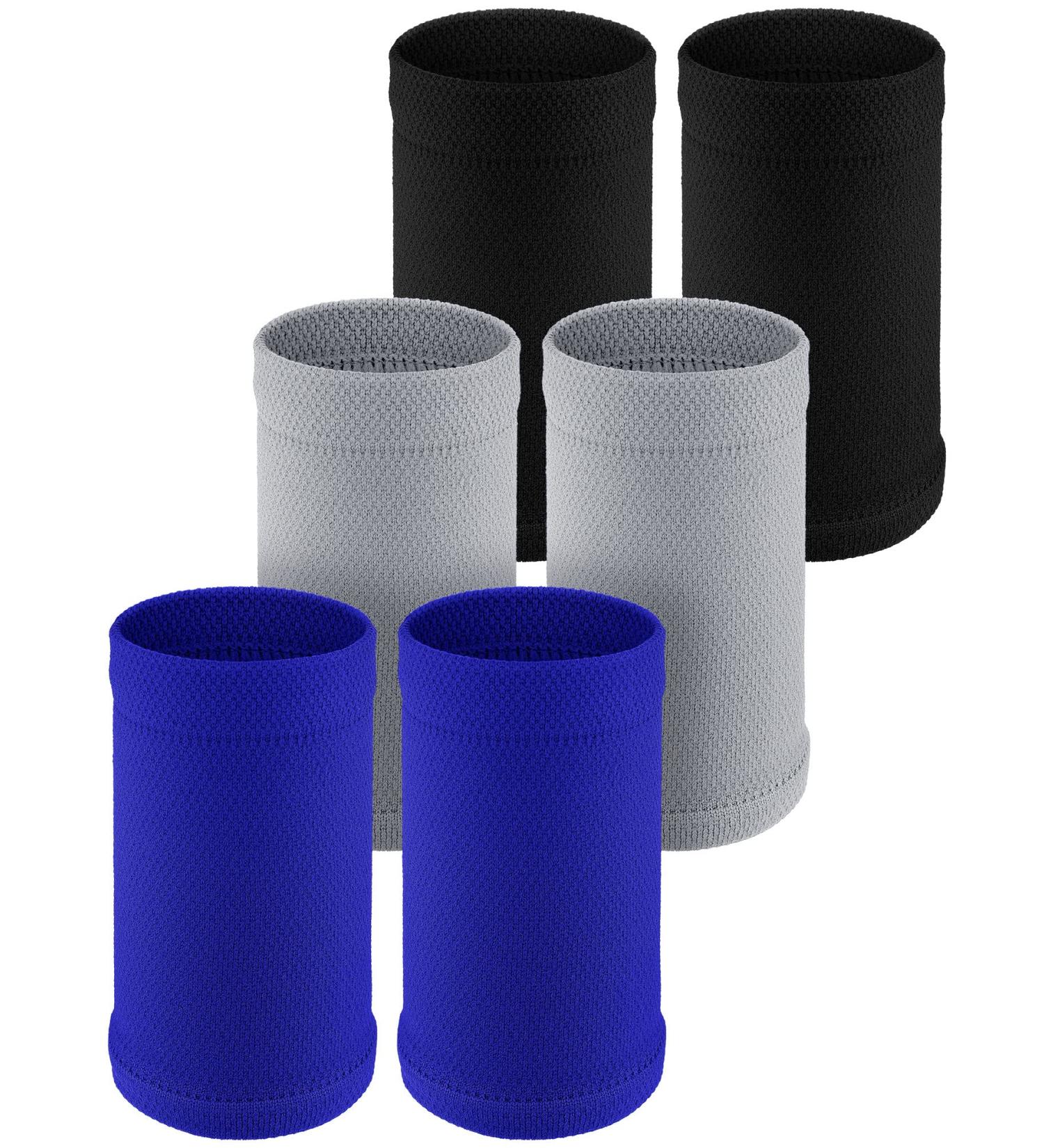 Tondiamo 3 Pairs Compression Wrist Sleeve - Long Wrist Support Brace for Tennis Tendonitis - Small Black/Gray/Blue - Men and Women - Buy Online on GoSupps.com