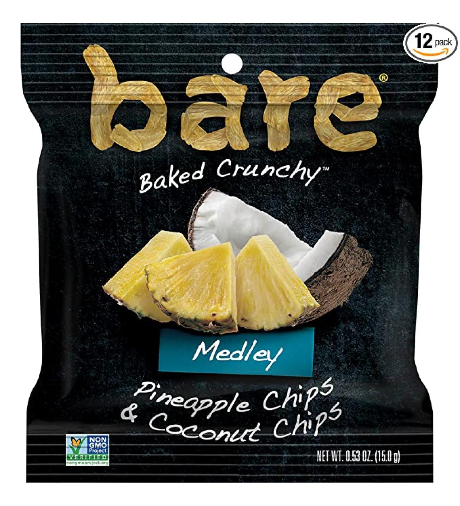 Buy Bare Baked Crunchy Medleys Pineapple Coconut Snack Bags - 12 Pack | Healthy 0.53oz Treats - Buy Online on GoSupps.com