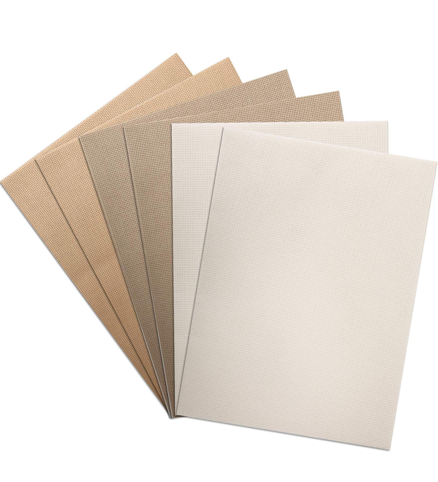 14 Count Aida Cloth Cross Stitch Fabric - 12x18 inches, 6 Pieces in 3 Colors (Natural, Khaki, Tan) - Buy Online on GoSupps.com