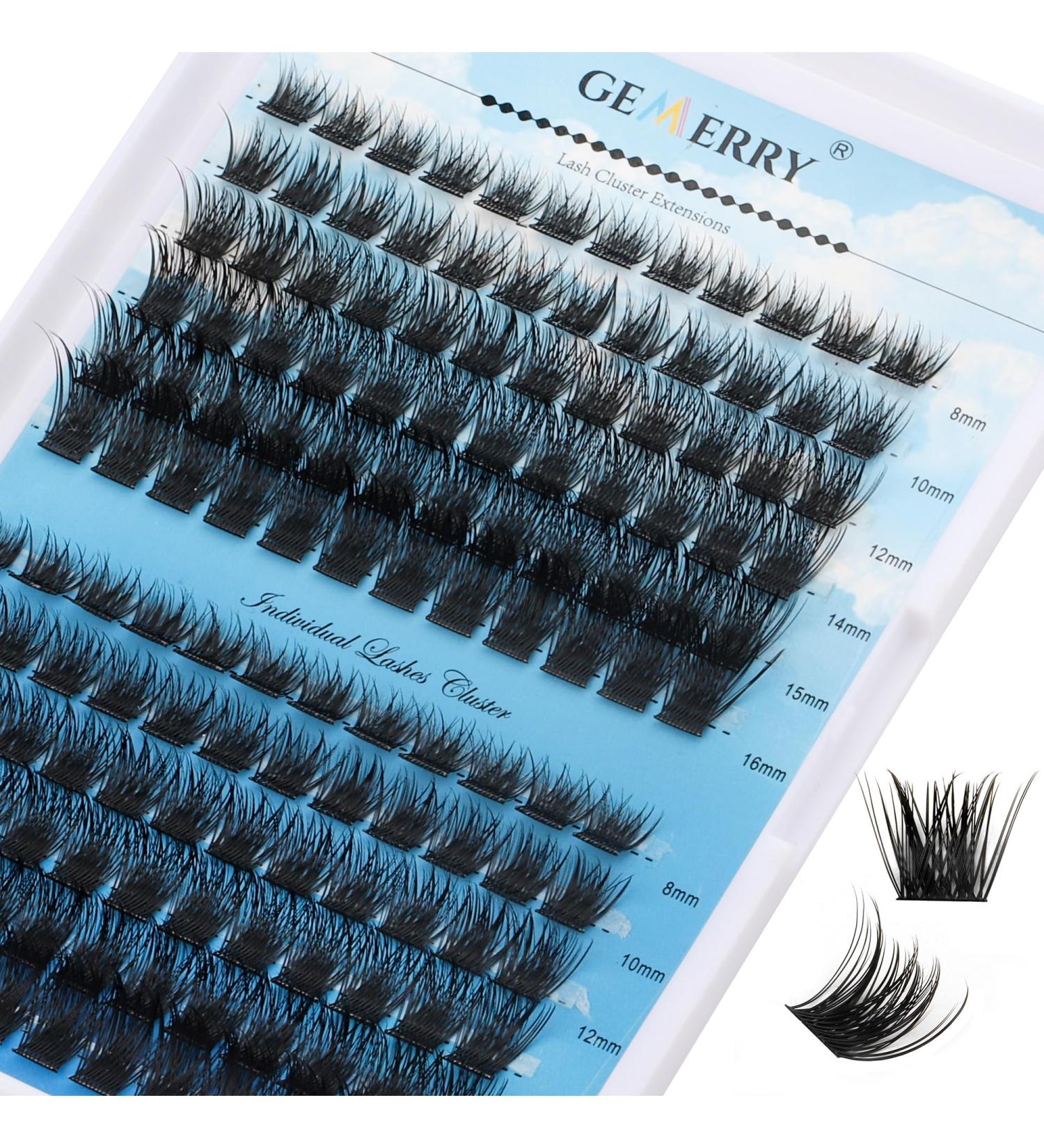 144pcs Cluster Individual Eyelash Extensions D Curl 0.07mm 8-16mm Mix DIY Lash Extensions - GEMERRY Lashes(B02-D-0.07-8-16mm) - Buy Online on GoSupps.com