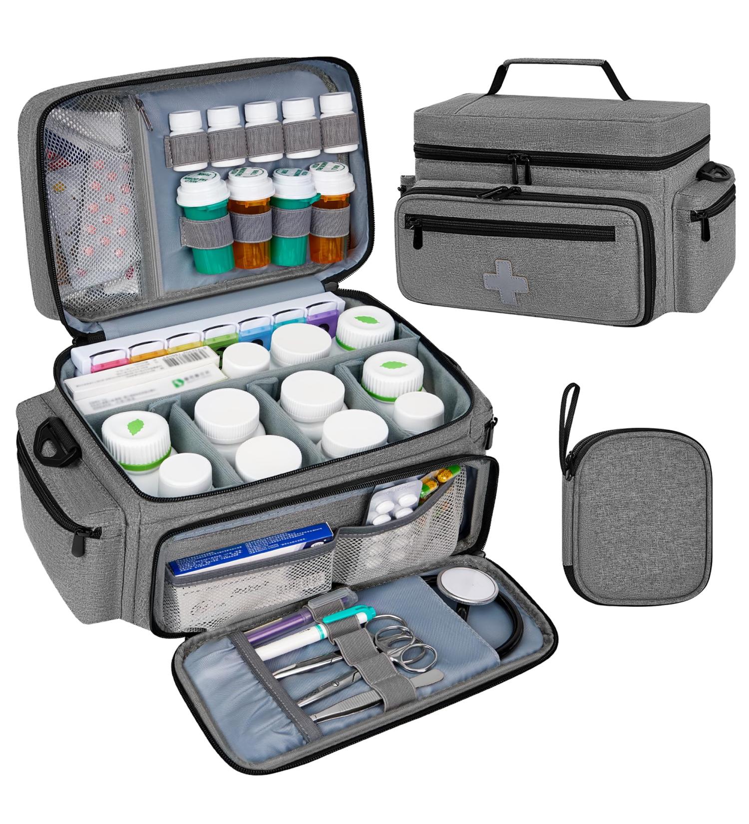 HomeWit Empty Emergency Bag | Medical Travel Organizer for Nurses & Family Doctors - Gray - Buy Online on GoSupps.com