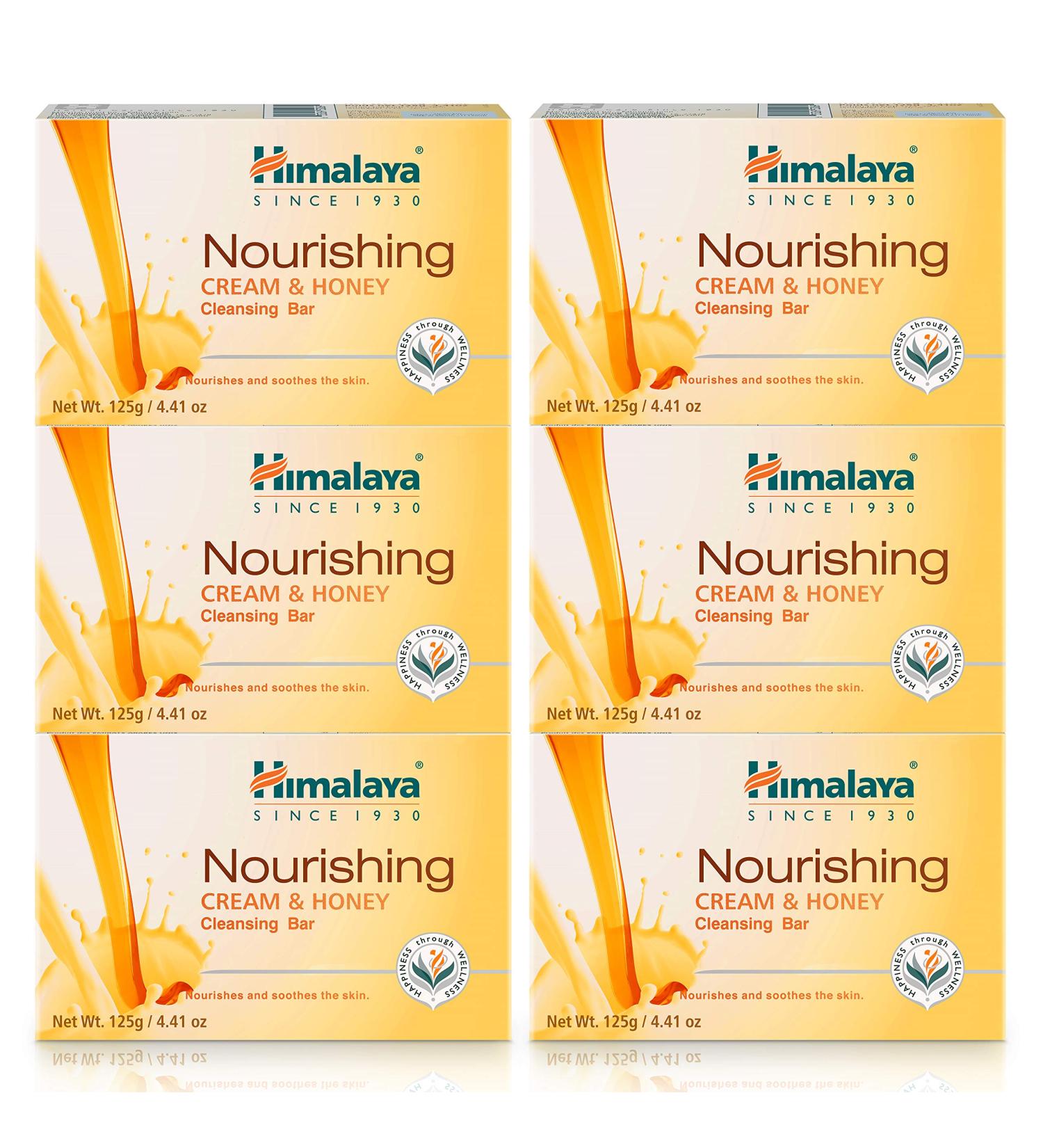 Himalaya Nourishing Cream & Honey Cleansing Bar 4.41 oz 6 Pack - Face & Body Soap for Soft Skin - Buy Online on GoSupps.com