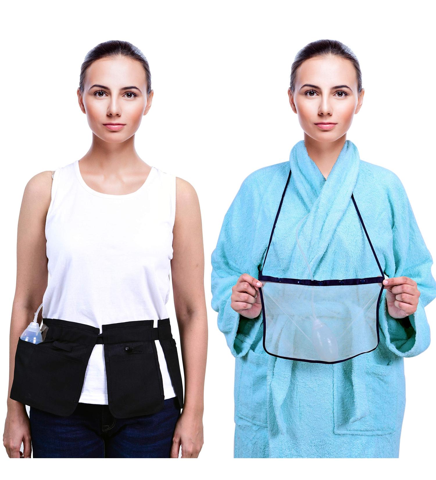 Mastectomy & Post Surgery Drain Carrier Belt - Black/Navy (2 Pack) | Shower Holder Strap - Buy Online on GoSupps.com