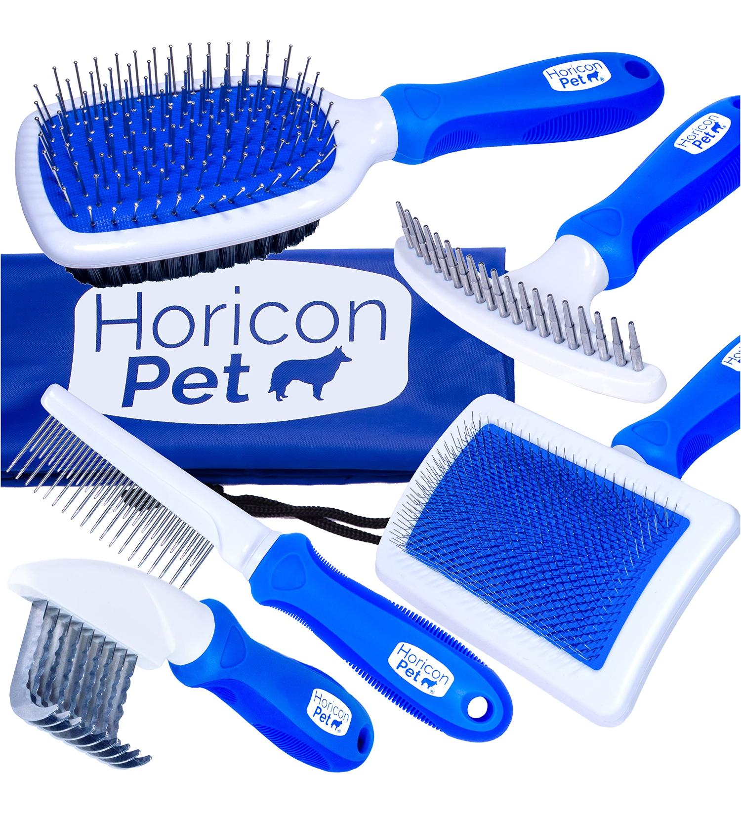 Horicon Pet 6 In 1 Dog Brush Set - Premium Grooming Brushes with Ball Pin, Bristle, Dematting, Slicker, Deshedding, and Detangling Combs - Buy Online on GoSupps.com