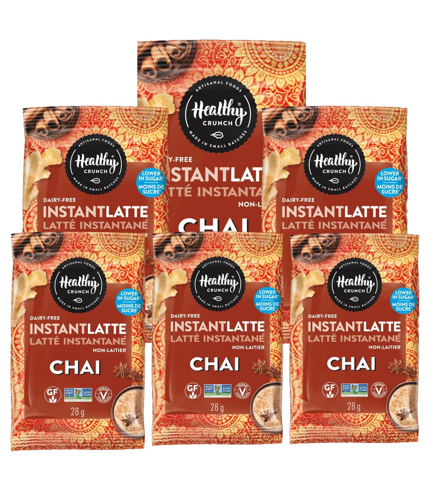 Healthy Crunch Instant Latte - Chai Latte - 2 Units x 112g - Gluten-Free Tree Nut-Free Peanut-Free Facility - Our School Approved - Safe For Allergies - Perfect For Quick Delicious Drinks Anytime - Buy Online on GoSupps.com
