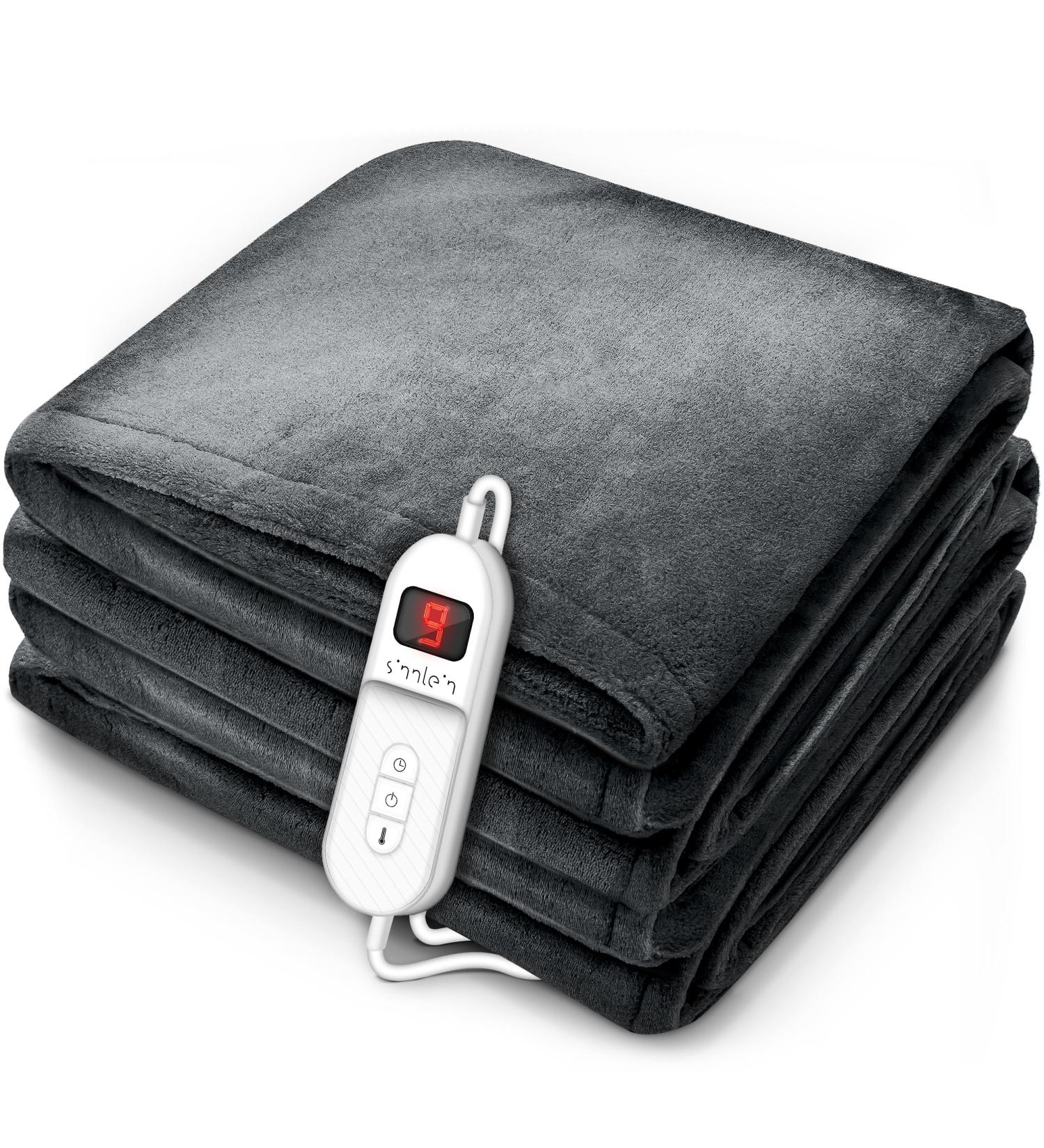 Sinnlein Heating Ceiling - T V S d GS Checked 200x180cm | Electric Thermal Ceiling with Timer 9 Temp Levels & Washable | Cuddly Blanket in Gray - Buy Online on GoSupps.com