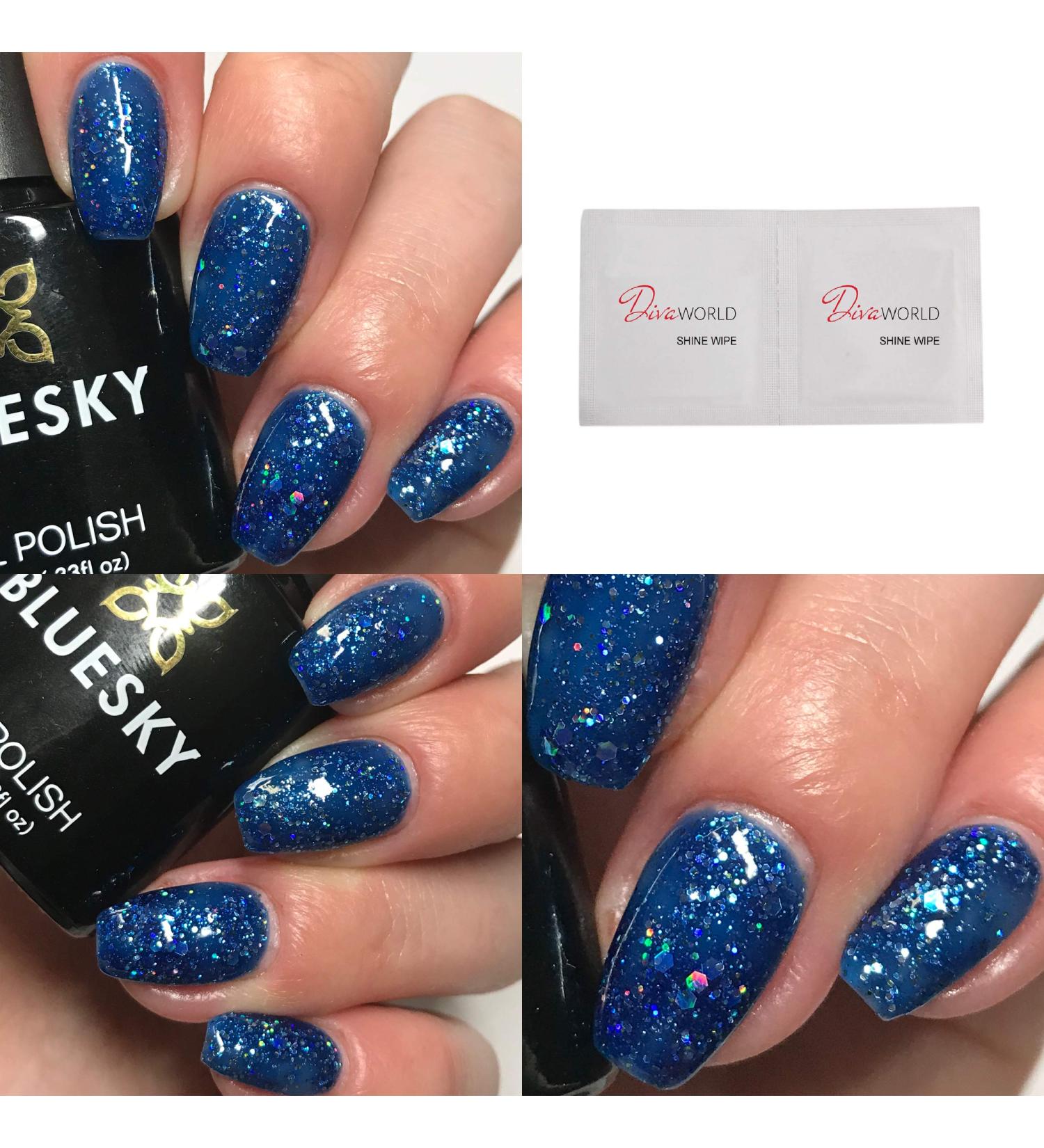 Bluesky Dark Blue Chunky Glitter MIDNIGHT BLUE - BLZ13 - UV/LED Soak Off Gel Nail Polish 10ml - Buy Online on GoSupps.com