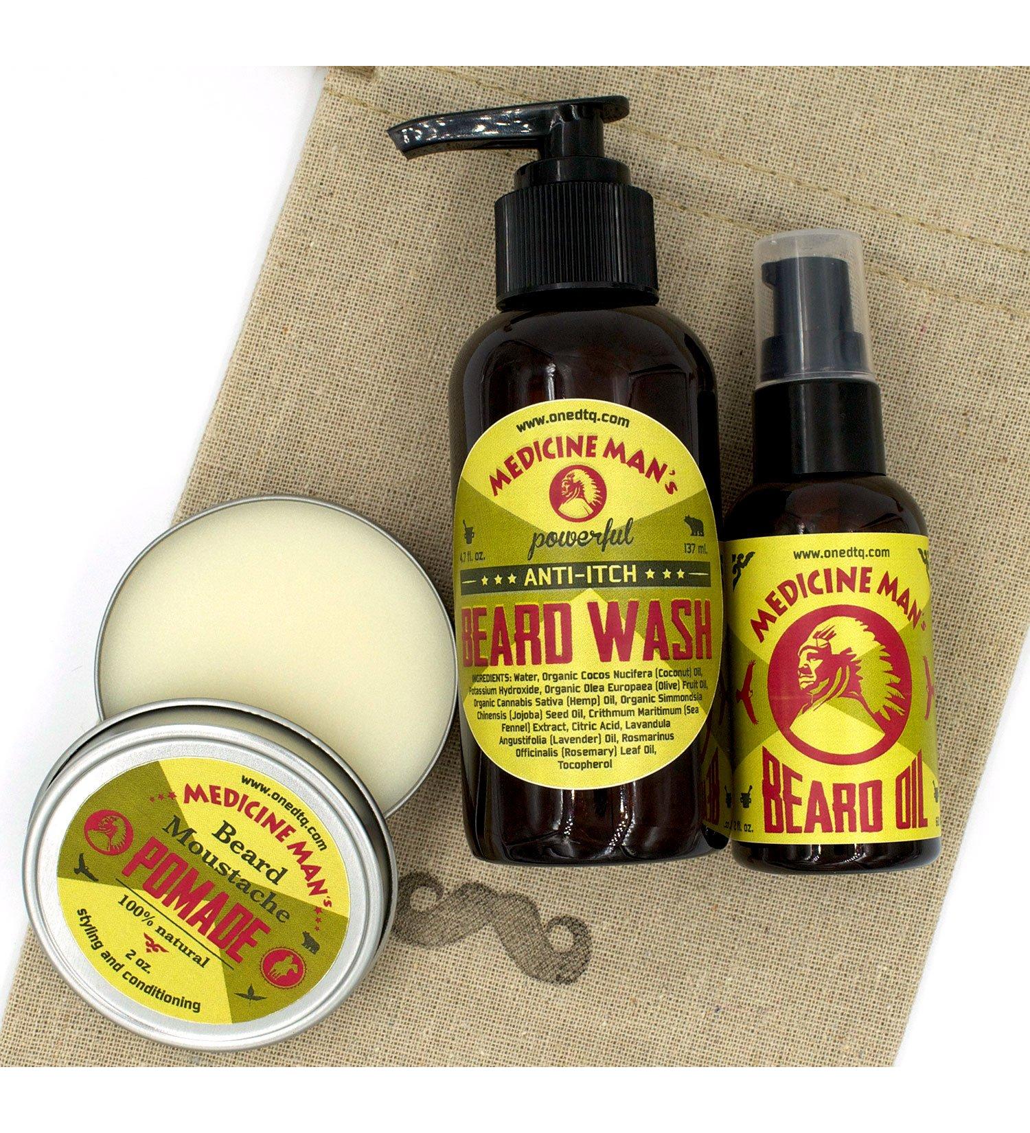 Medicine Man Beard & Mustache Care Kit | Itchy Beard Wash Oil & Balm | International Shipping Available - Buy Online on GoSupps.com