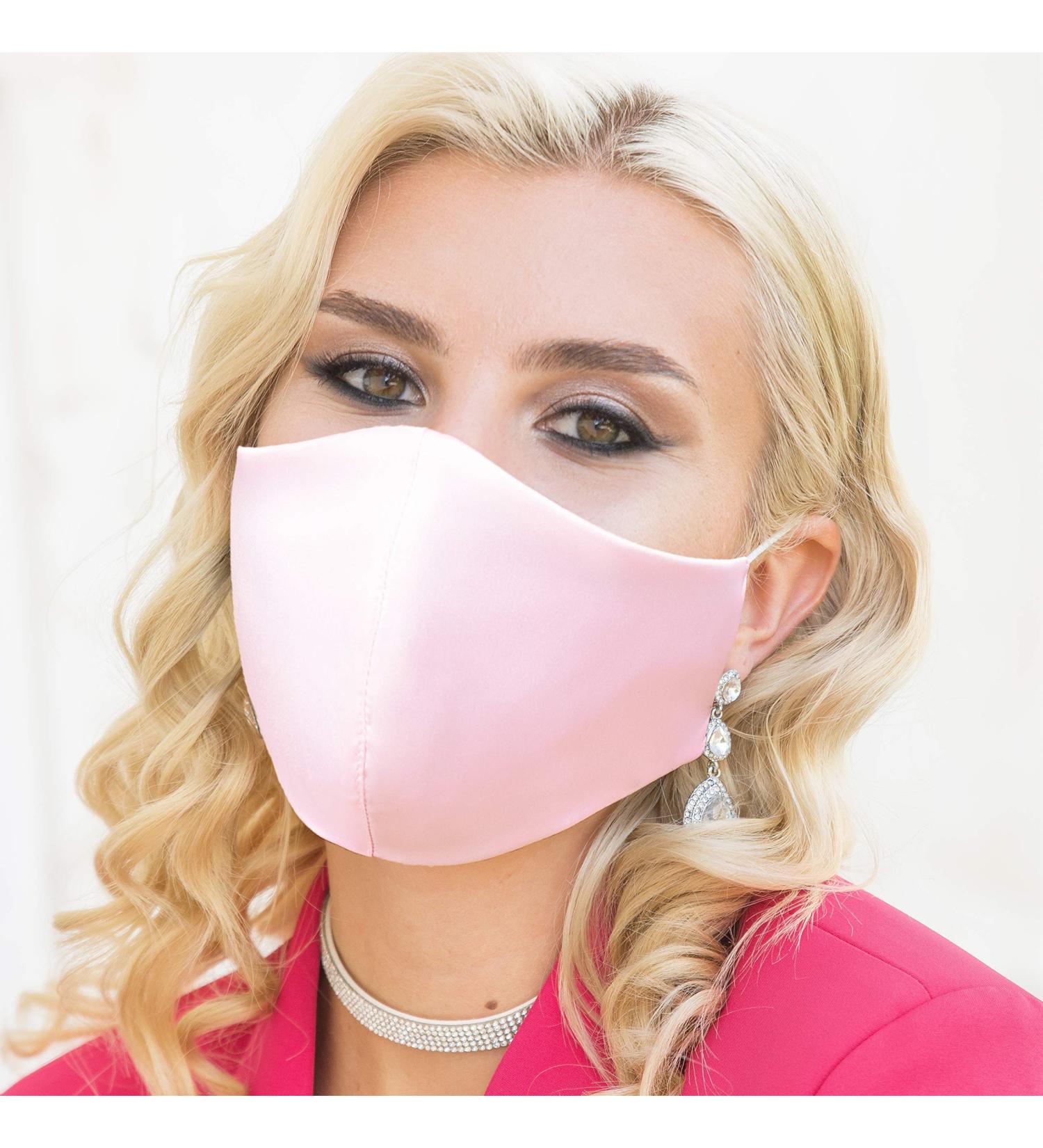 Buy Identity LNGR Women's Washable Face Masks UK - 4-Layer Cotton & Satin Silk Reusable with Filter Bag Perfect for Weddings - Pink Floral Design - Buy Online on GoSupps.com