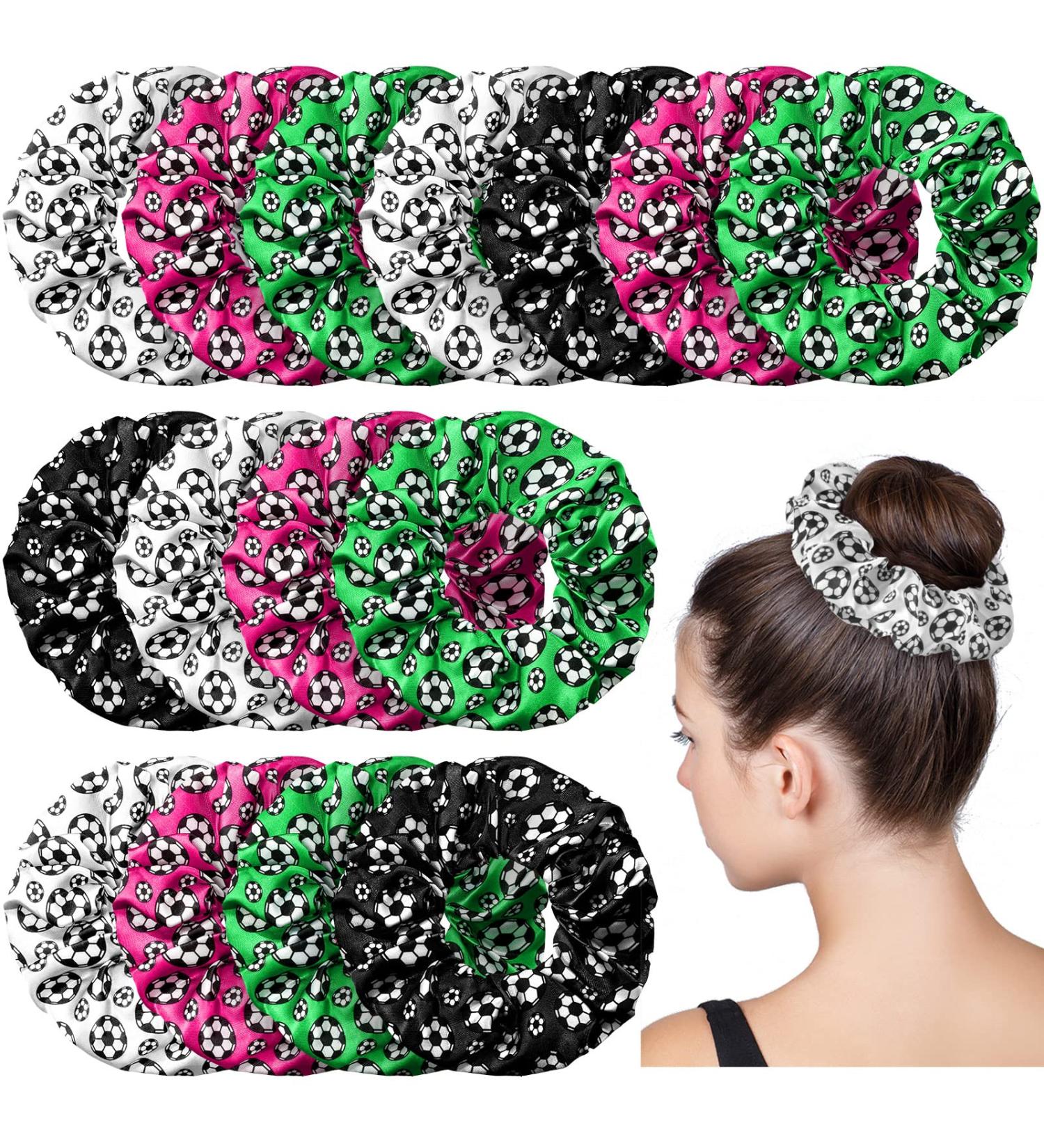 Willbond 20 Pcs Softball Soccer Basketball Hair Scrunchies Set - Satin Elastic Hair Ties for Women & Girls (Soccer Style) - Buy Online on GoSupps.com