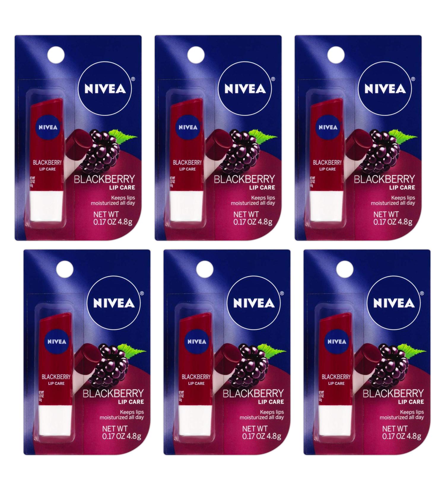 Nivea Lip Care Blackberry 0.17 Ounce Carded (6 Pieces)