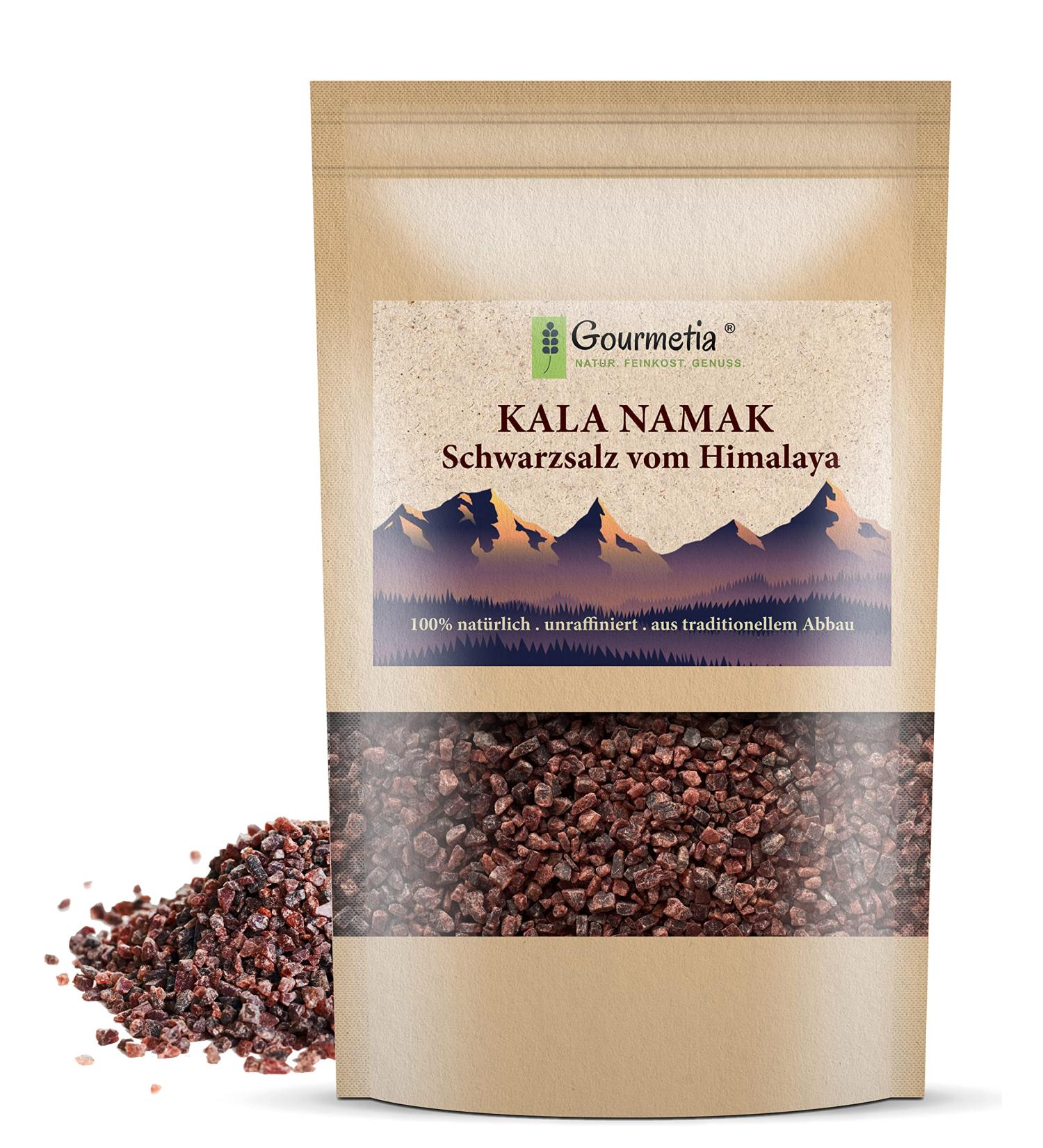 Gourmetia Kala Namak Salt Coarse 200g - Natural Black Salt from India | Fine & Coarse Options Available - Buy Online on GoSupps.com
