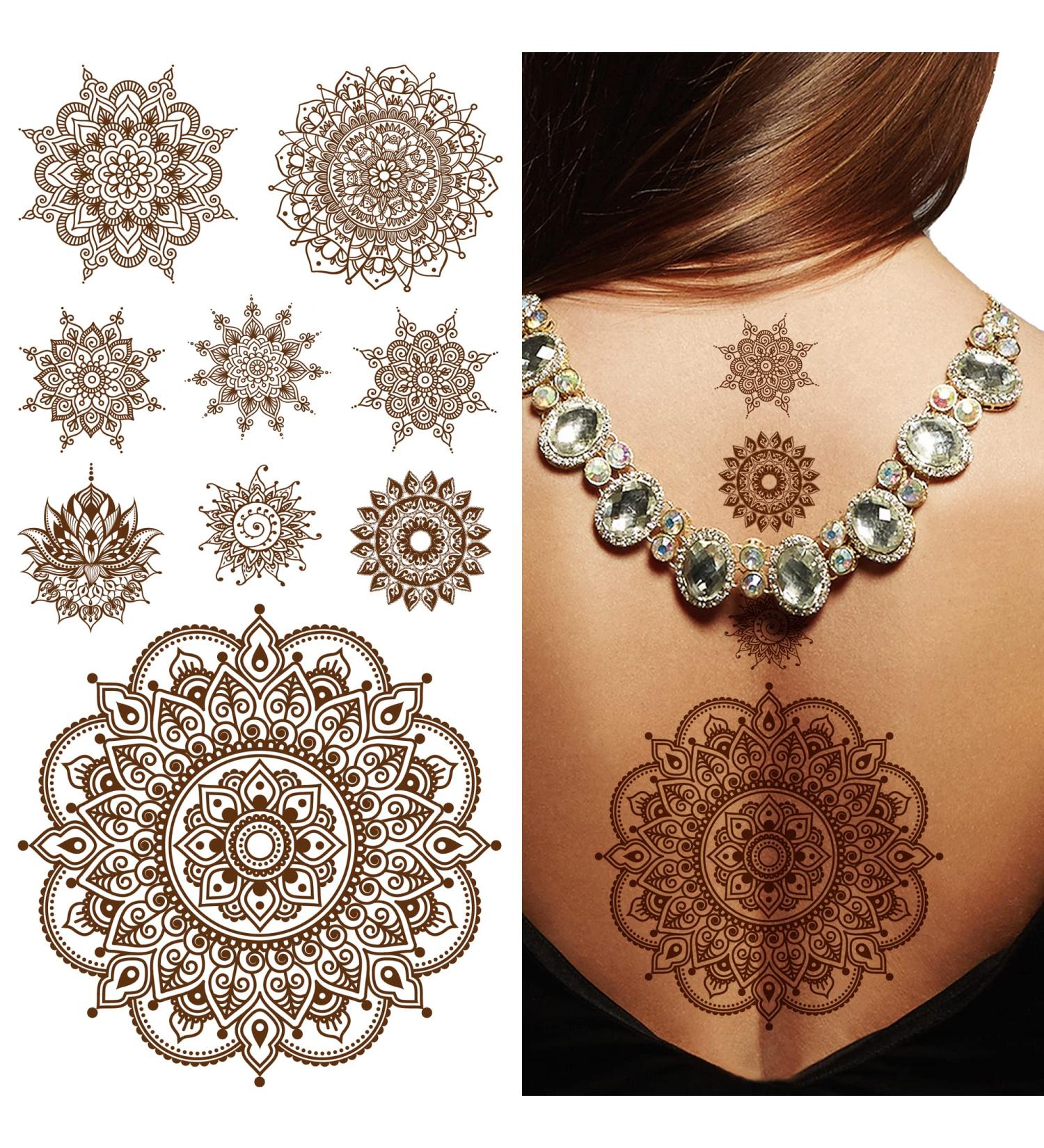 Supperb Temporary Tattoos - Inspired Mandala Healing Yoga Meditation Tattoo