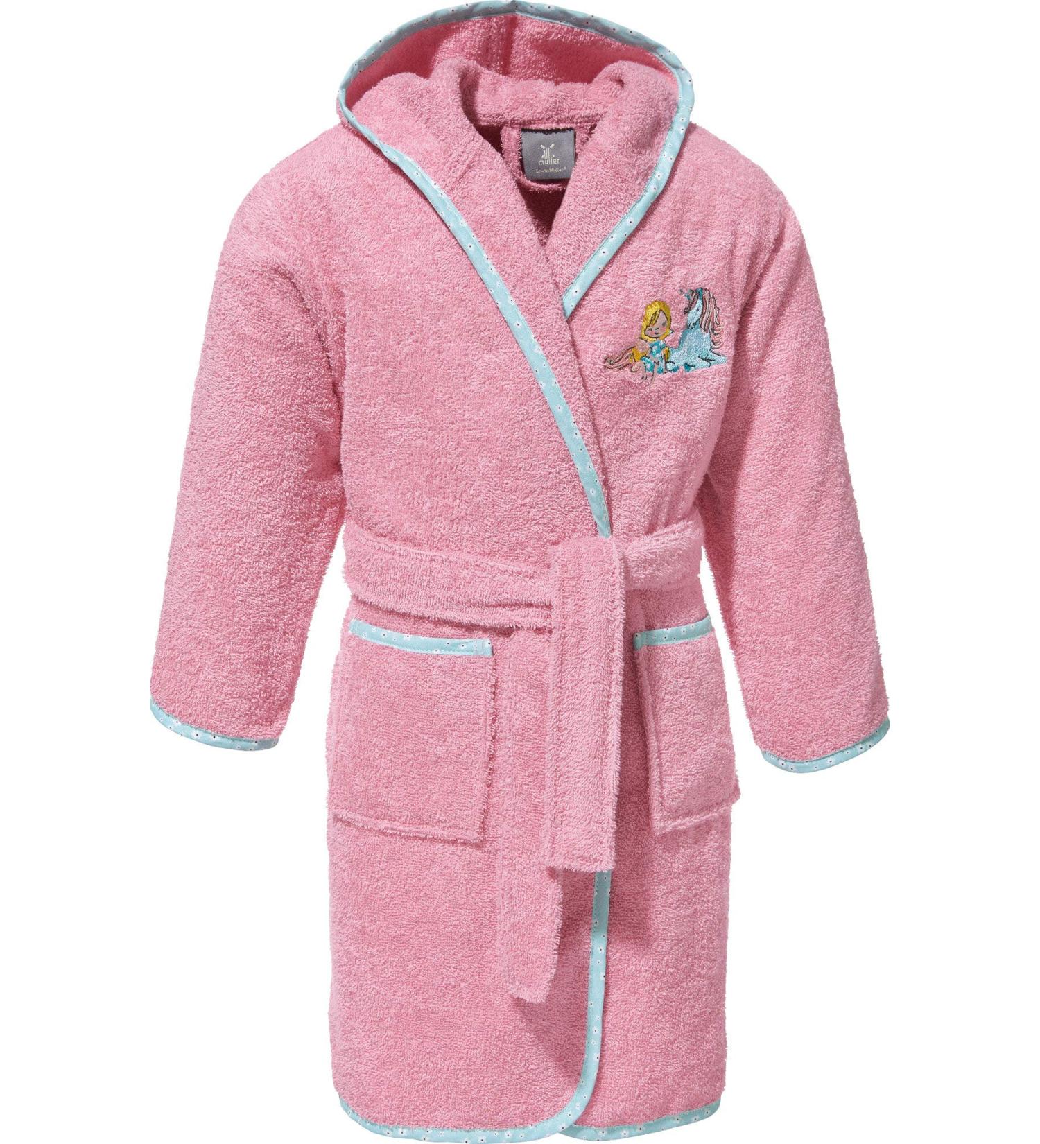 Erwin M ller Children's Hooded Bathrobe - Soft Pink Size 134/140 | Embroidered Elves Strong Suction Pockets & Belt - Buy Online on GoSupps.com