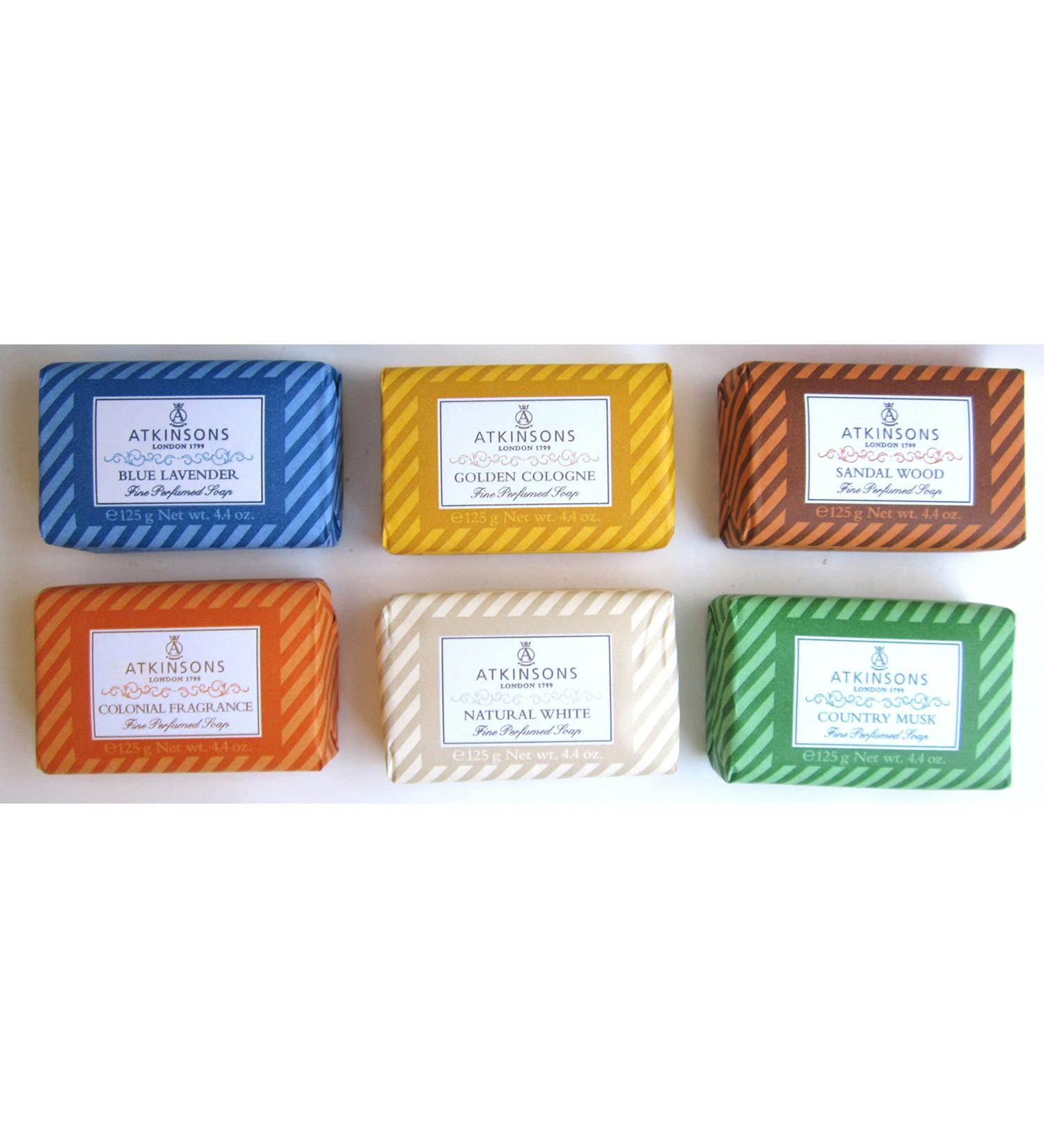 Atkinsons 6 x ATKINSONS Blue Lavender Bar Soap 125 grams