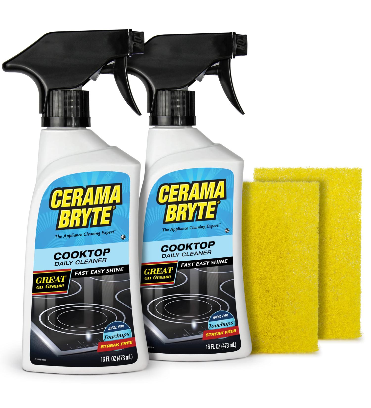 Cerama Bryte Combo Kit: Cooktop & Stove Top Cleaner Pads and Daily Spray - 16oz 4 Pack - Buy Online on GoSupps.com