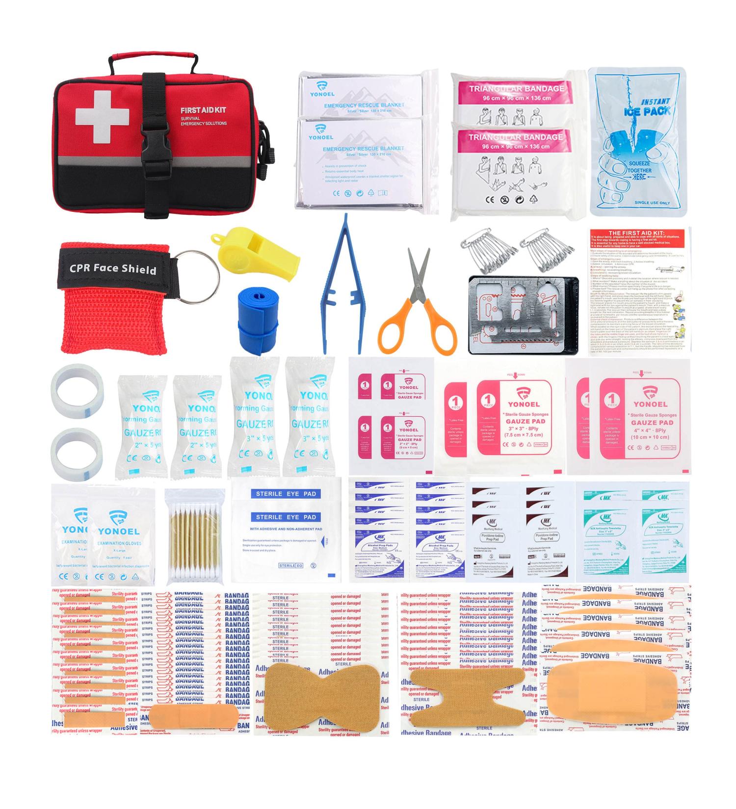 Galaxy 170 Pcs Red First Aid Kits for Survival & Emergency Response - Tactical Medical Supplies for Camping, Hiking, Fishing & More - Buy Online on GoSupps.com