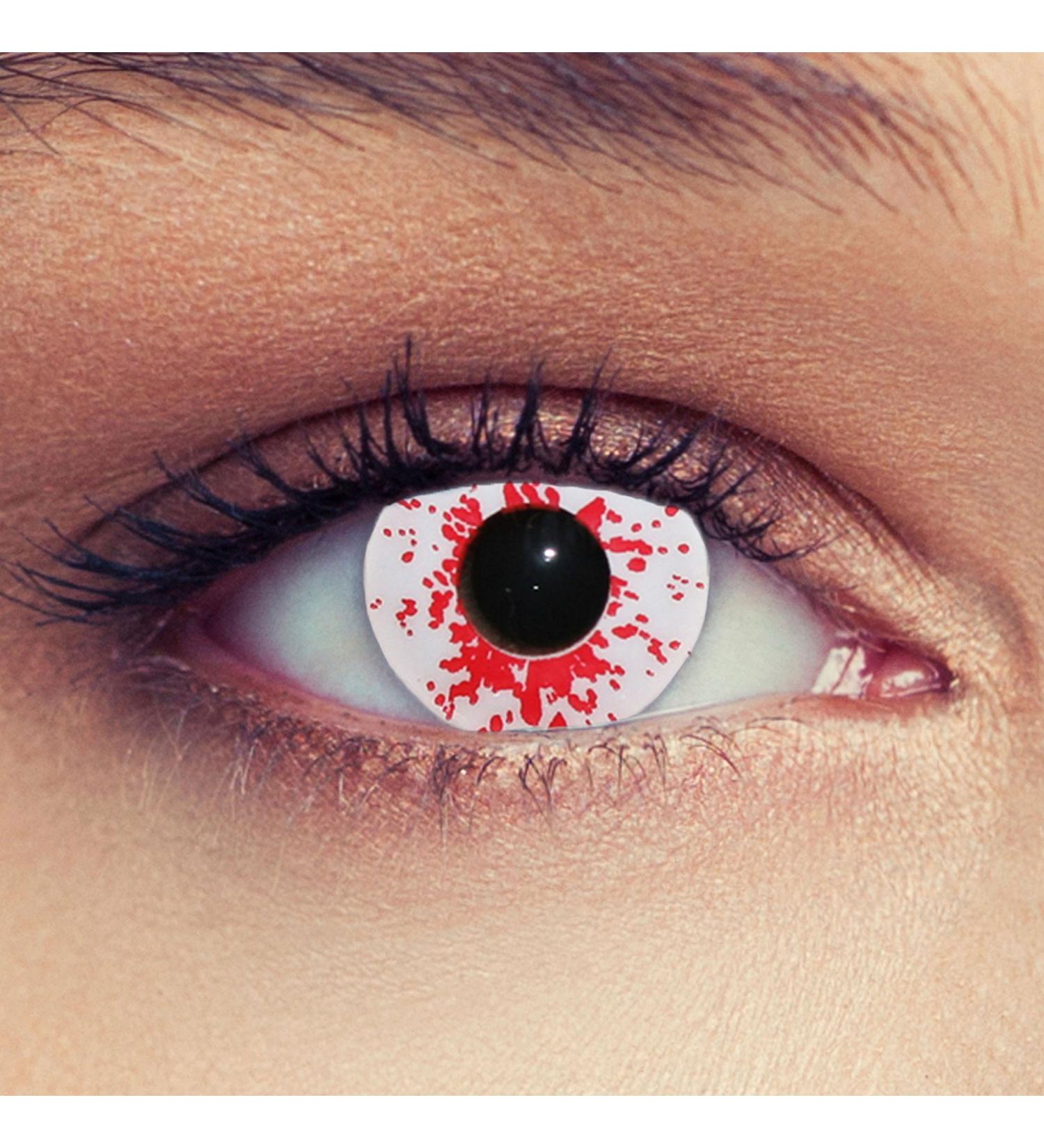Bloody White Halloween Contact Lenses | Zombie Color Effect | 1 Pair Soft Blood Splatter Lenses - Buy Online on GoSupps.com