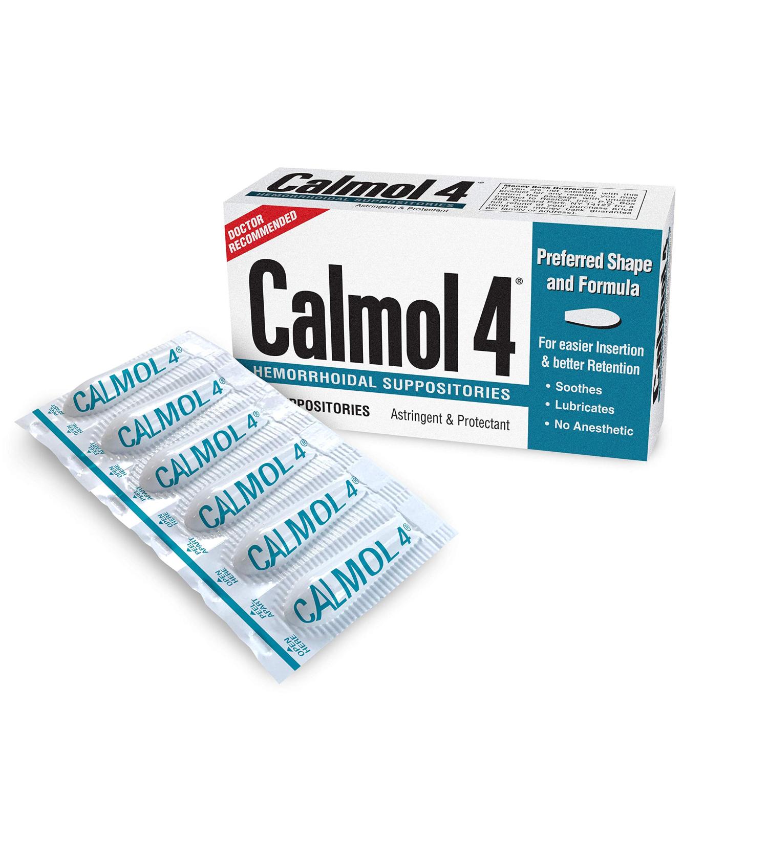 Calmol 4 Hemorrhoidal Suppositories - Soothing Natural Ingredients (24 Count) - Buy Online on GoSupps.com