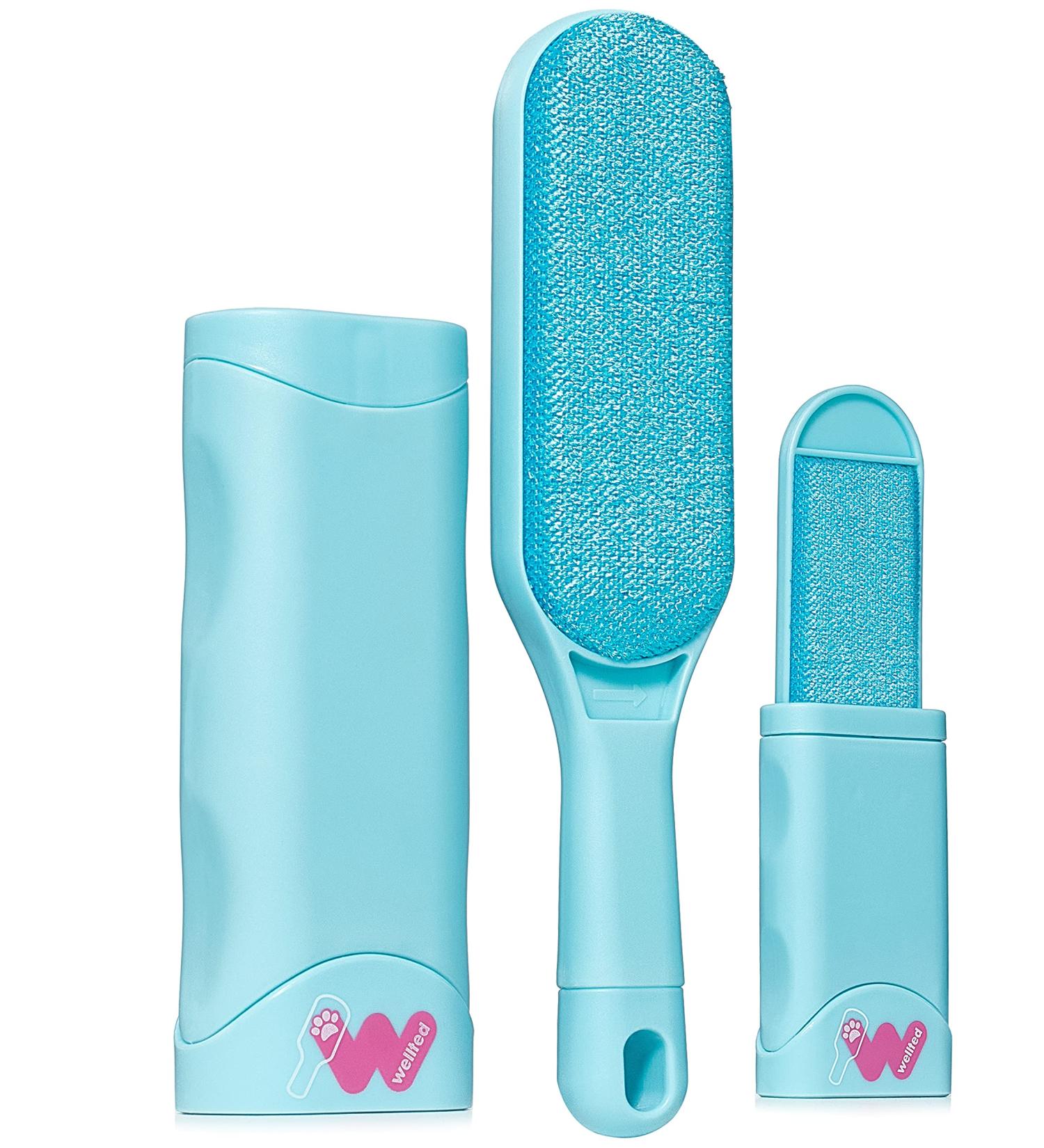 Pet Hair Remover - Double-Sided Brush for Couch Clothing Car & Carpet - Self-Cleaning Base | Effective Dog & Cat Fur Lint Remover (New Blue - Buy Online on GoSupps.com