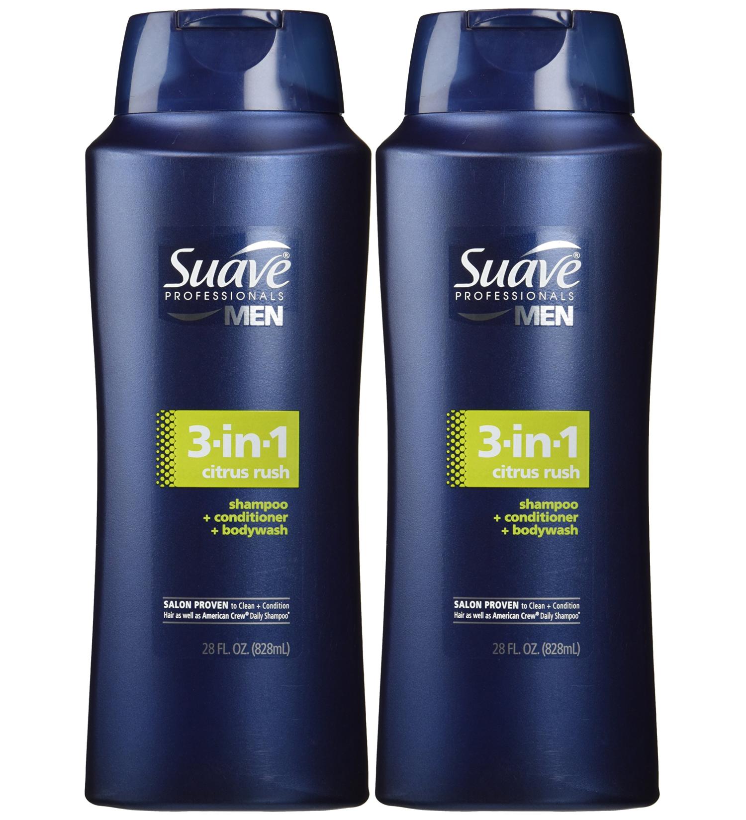 Suave Men 3-in-1 Citrus Rush Shampoo Conditioner Body Wash 28 Fl oz (Pack of 2) - Buy Online on GoSupps.com