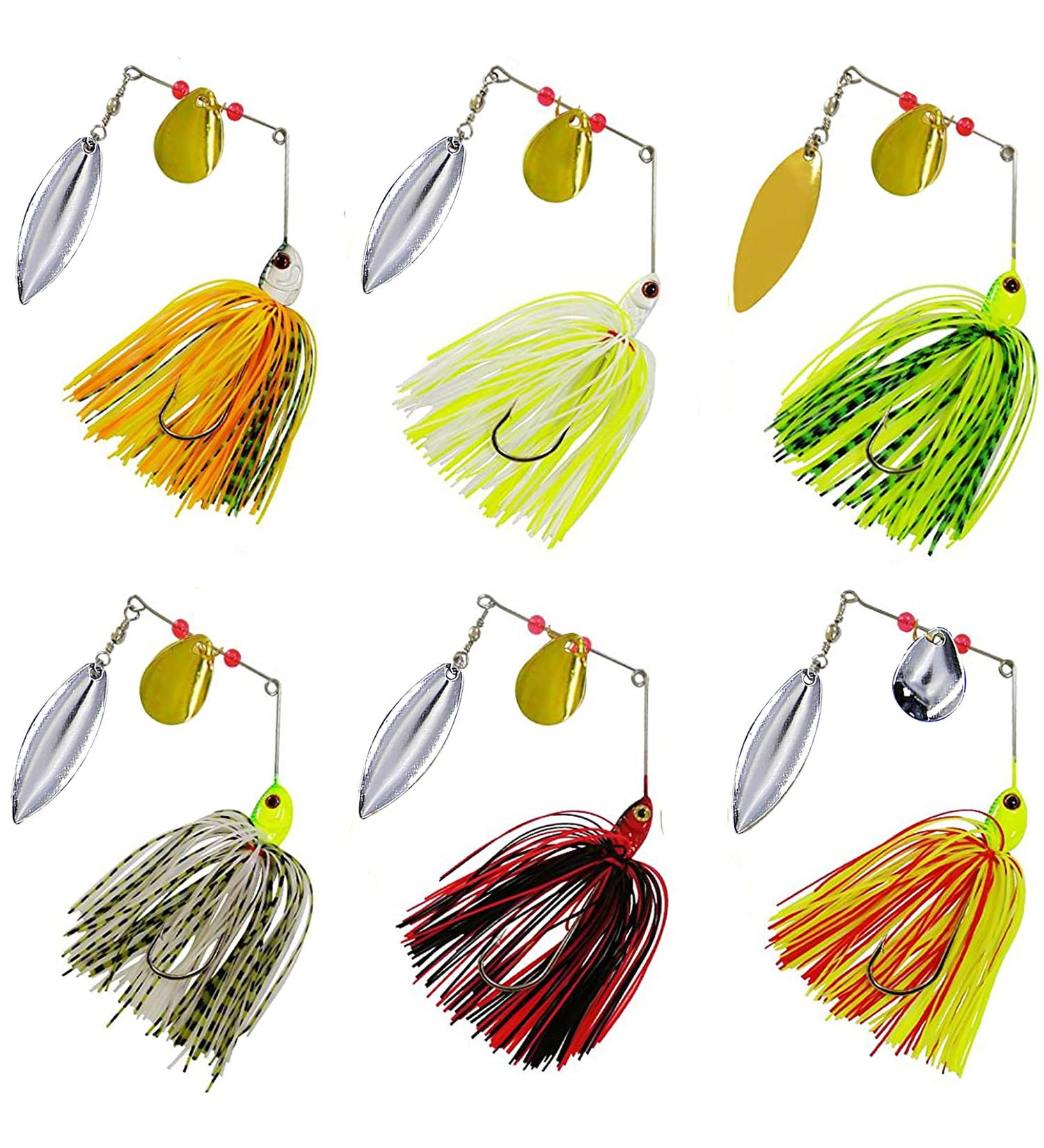 Fishing Spinner Baits Kit - Multicolor Hard Spinner Lures for Pike Bass - 0.64oz - 6pcs Swimbaits Buzzbait Set - Buy Online on GoSupps.com