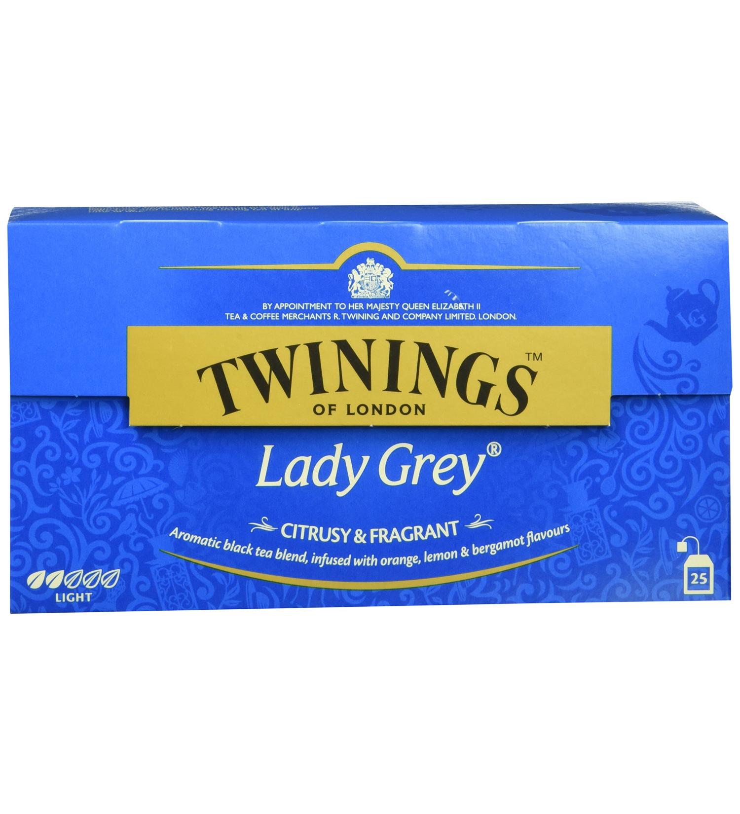 Buy Twinings Lady Gray Tea 50g - Premium Chinese Tea with Citrus & Bergamot | 2 Pack (50g x2) - 25 Tea Bags - Buy Online on GoSupps.com