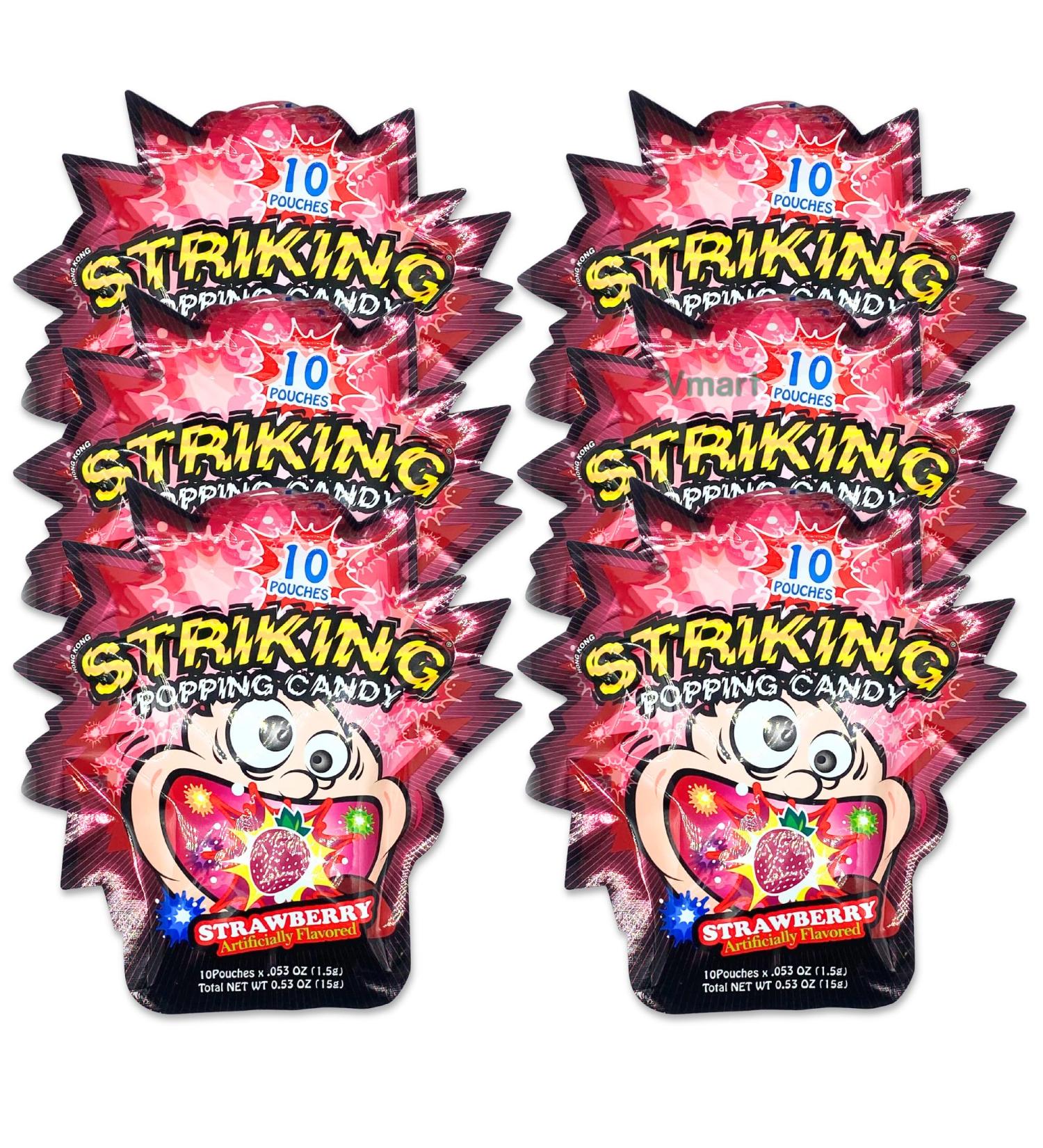Striking Popping Candy Strip Strawberry Flavour 15g (Pack of 6) - Buy Online on GoSupps.com