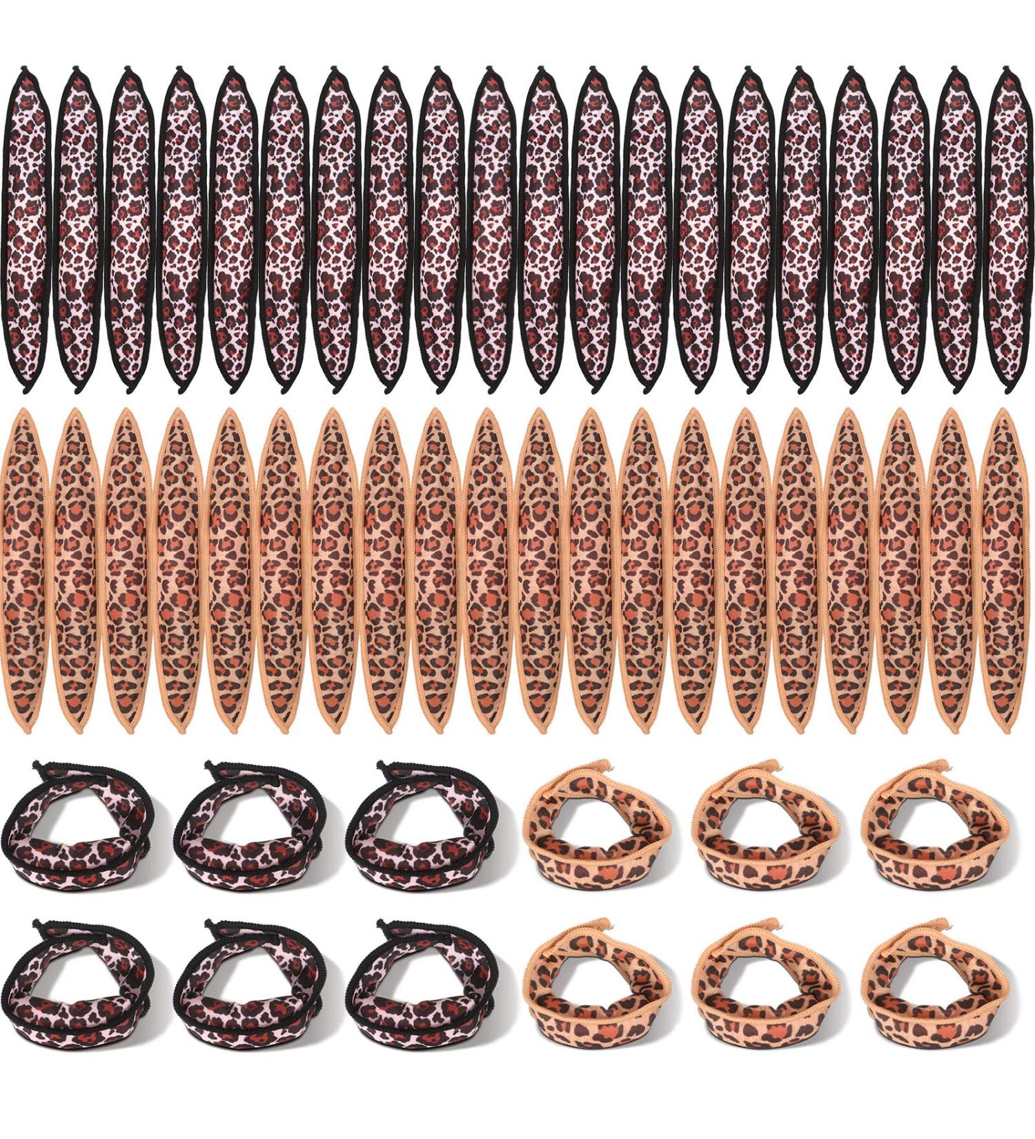 40-Piece Soft Foam Hair Rollers Set - DIY Hair Styling Tools in Black, Brown & Leopard Dot - Buy Online on GoSupps.com