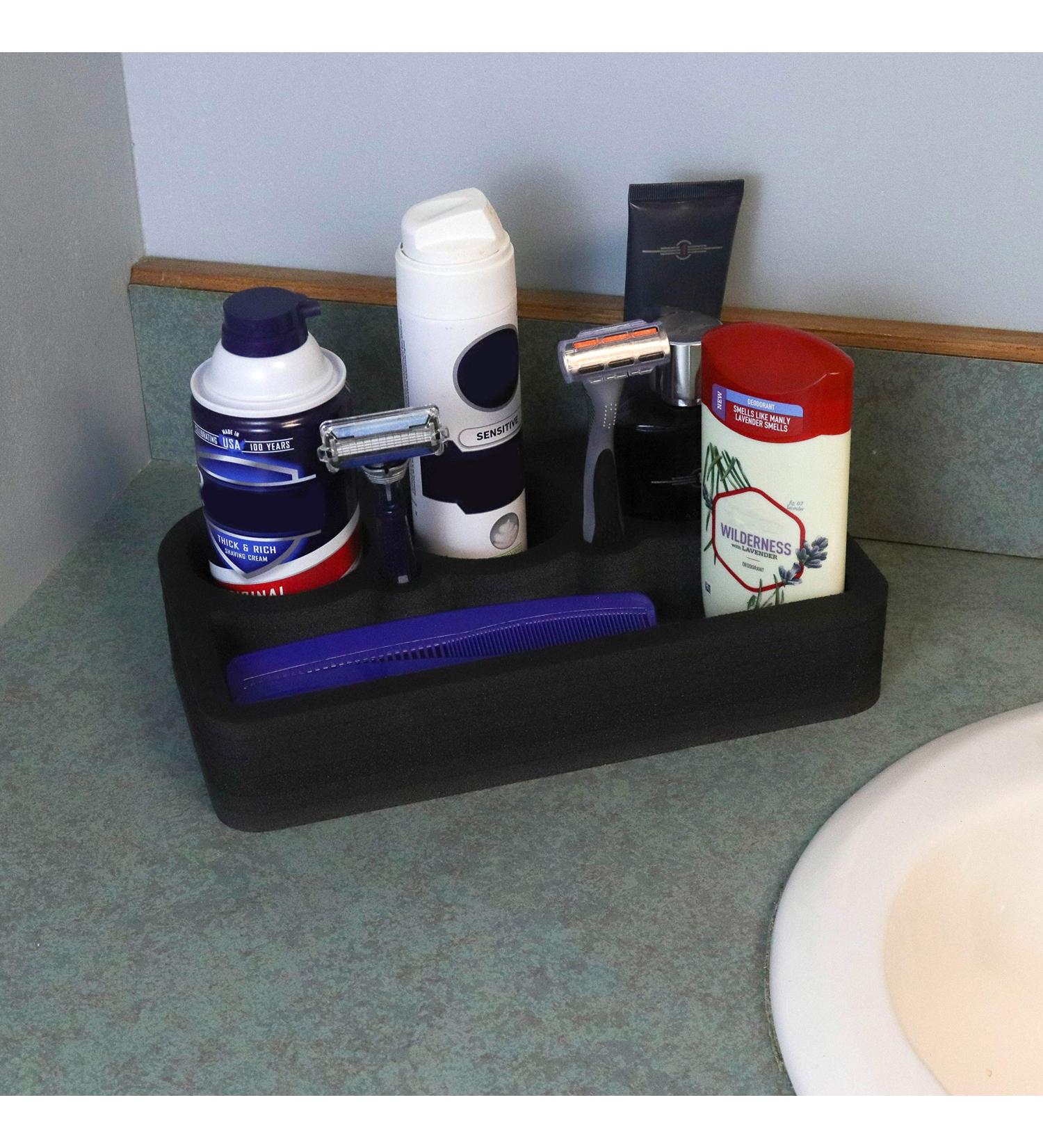 Polar Whale Men's Grooming Stand for Bathroom Vanity Storage Organizer Countertop Beard Hair Care Rack Holds Combs Brushes Spray Shaving Cream Razor Trimmer Tools Cologne Waterproof - Buy Online on GoSupps.com