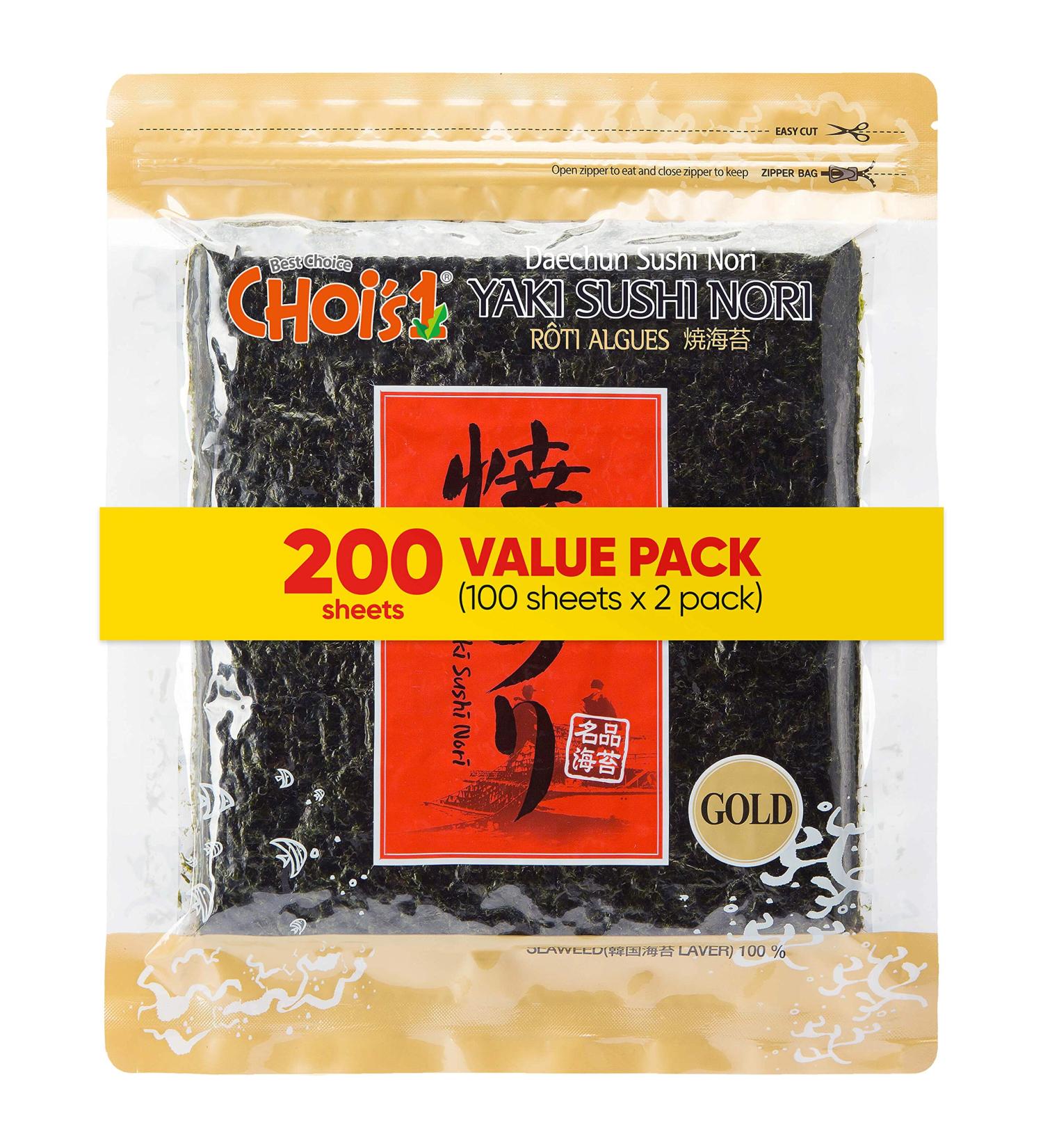 Daechun(Choi's1) Roasted Seaweed GIM (100+100 Full Sheets) Value Pack - Gold Grade, Vegan, Gluten Free from Korea - Buy Online on GoSupps.com
