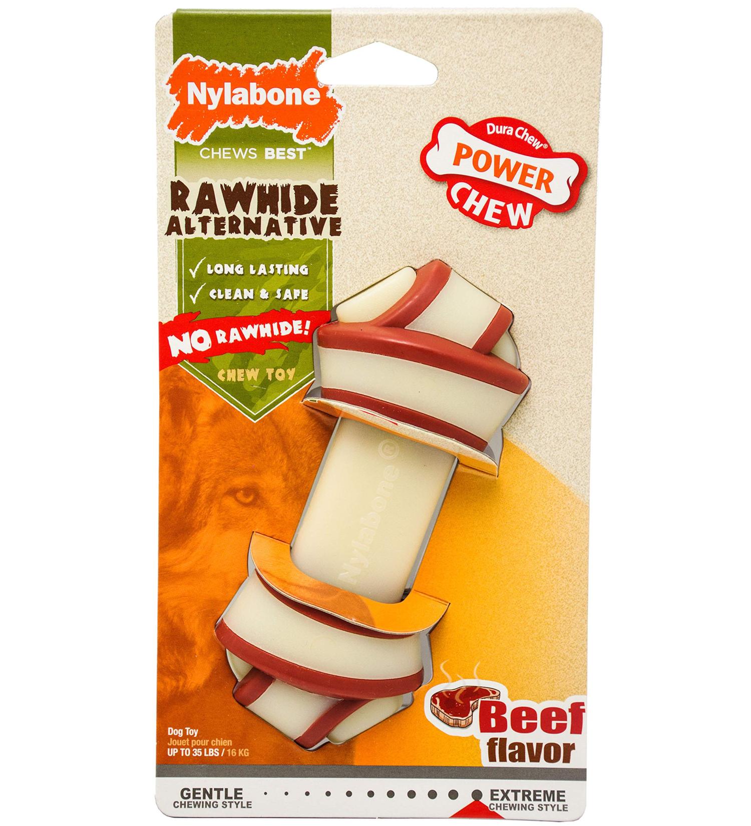Nylabone Rawhide Alternative Knotted Bone - Beef Flavor for Medium Dogs (up to 16 kg) | Shop Internationally - Buy Online on GoSupps.com
