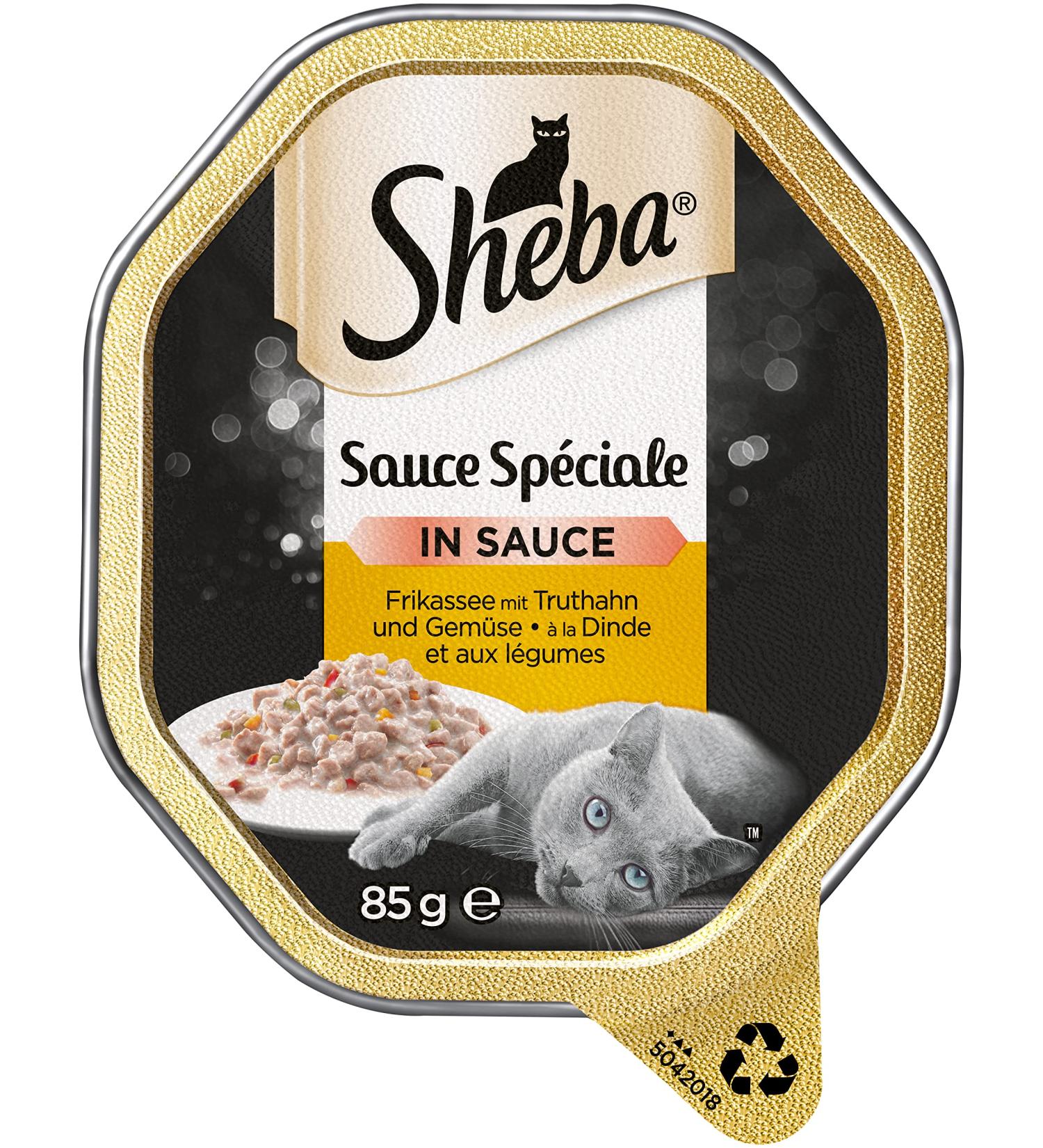 Shop Sheba Sauce Sp ciale Katznass Wet Cat Food - 22 Bowls of Turkey & Vegetables Fricassee - Premium Adult Cat Nutrition - International Shipping Available - Buy Online on GoSupps.com