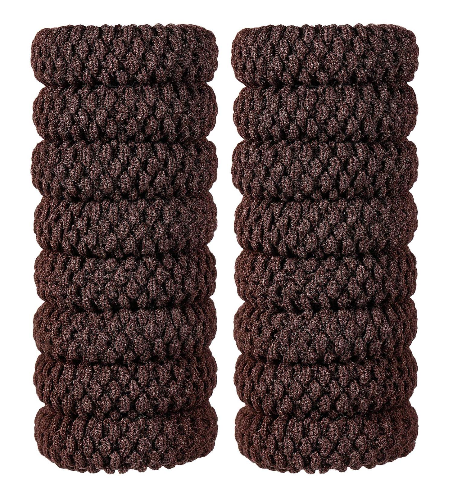 16-Piece Thick Cotton Hair Bands - No Crease, No Break, No Slip Seamless Hair Elastics (Brown) - Buy Online on GoSupps.com