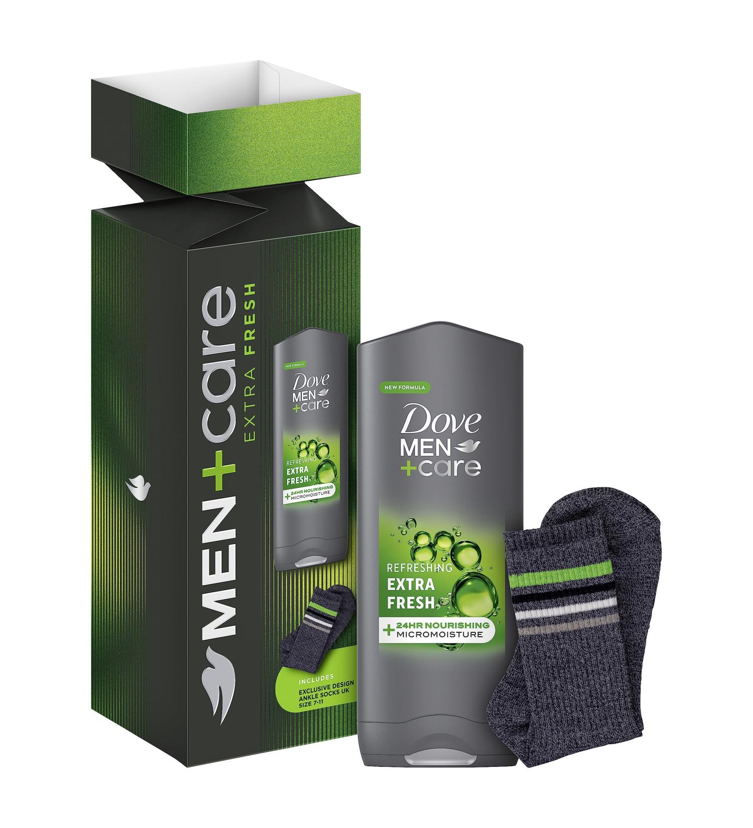 Dove Men + Care Extra Fresh Body Wash & Socks Gift Set - 3-in-1 Hair, Face & Body Wash - Perfect Gifts for Him - Buy Online on GoSupps.com