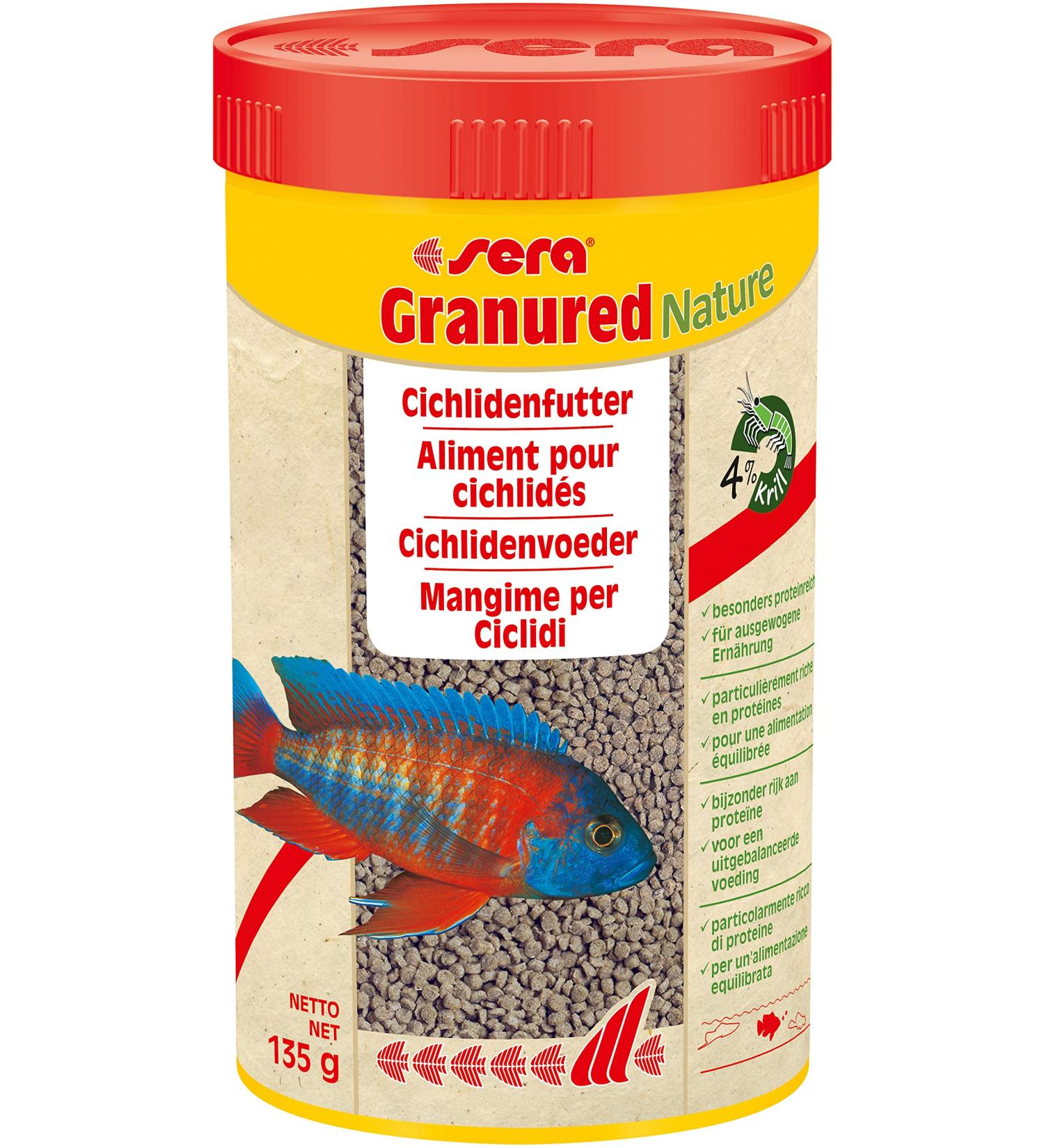 Sera Granured Nature 250 ml - Premium Granules for Smaller Carnivore Cichlids | Ideal Food for Malawi & Tanganyika Fish - 1 Pack - Buy Online on GoSupps.com