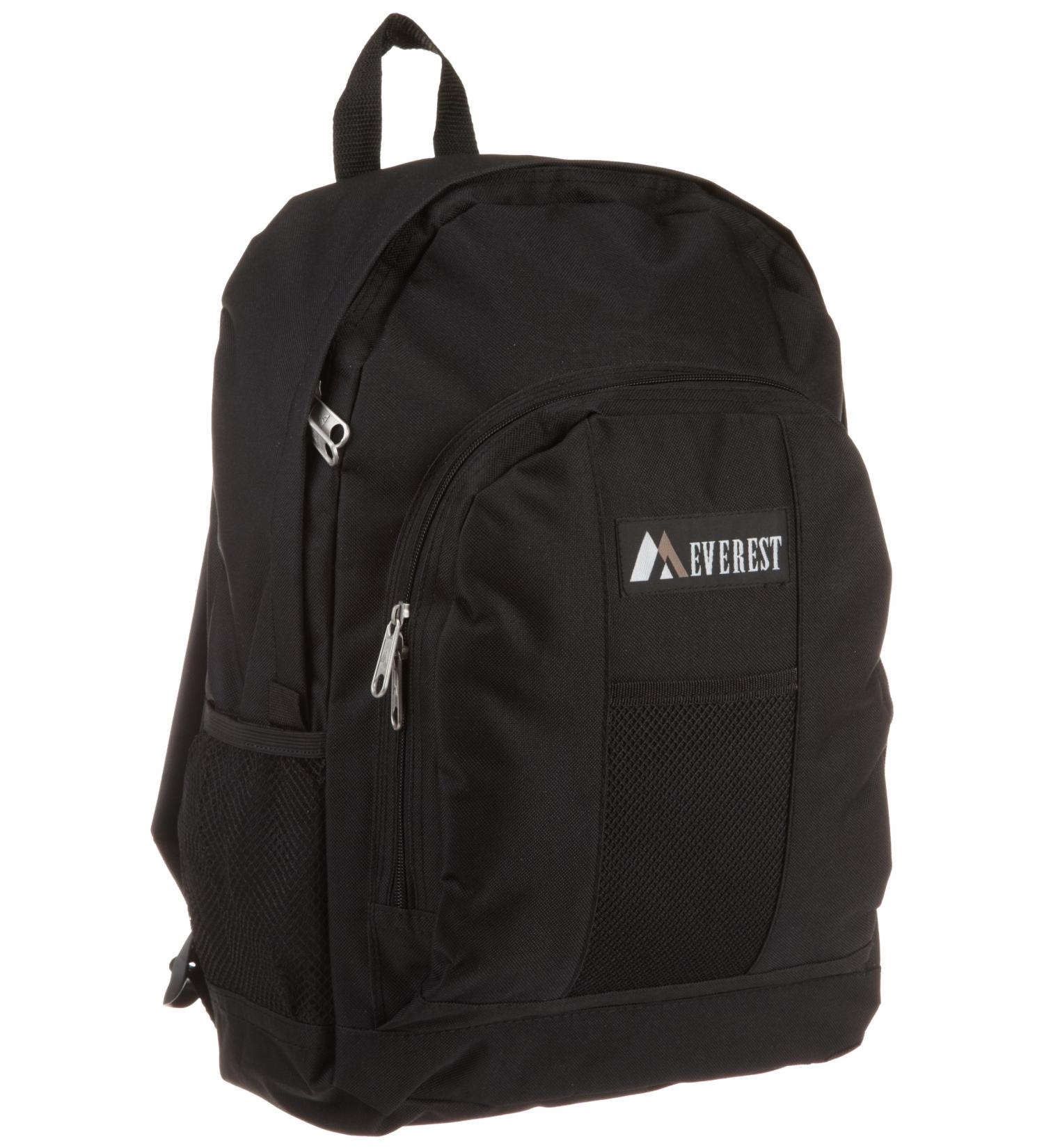 Everest Large Black Backpack with Front and Side Pockets - Durable and Stylish - Buy Online on GoSupps.com