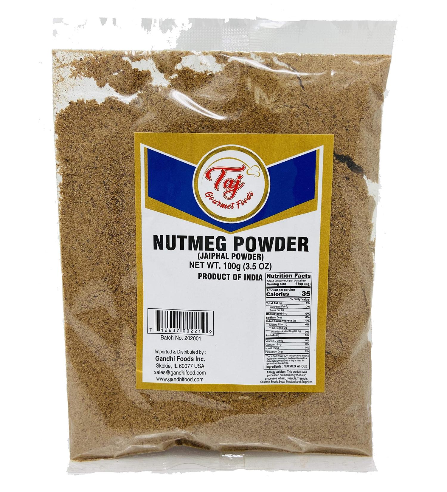 Taj Premium Indian Nutmeg Ground Jaiphal Powder 3.5oz - Authentic Spice Blend - Buy Online on GoSupps.com